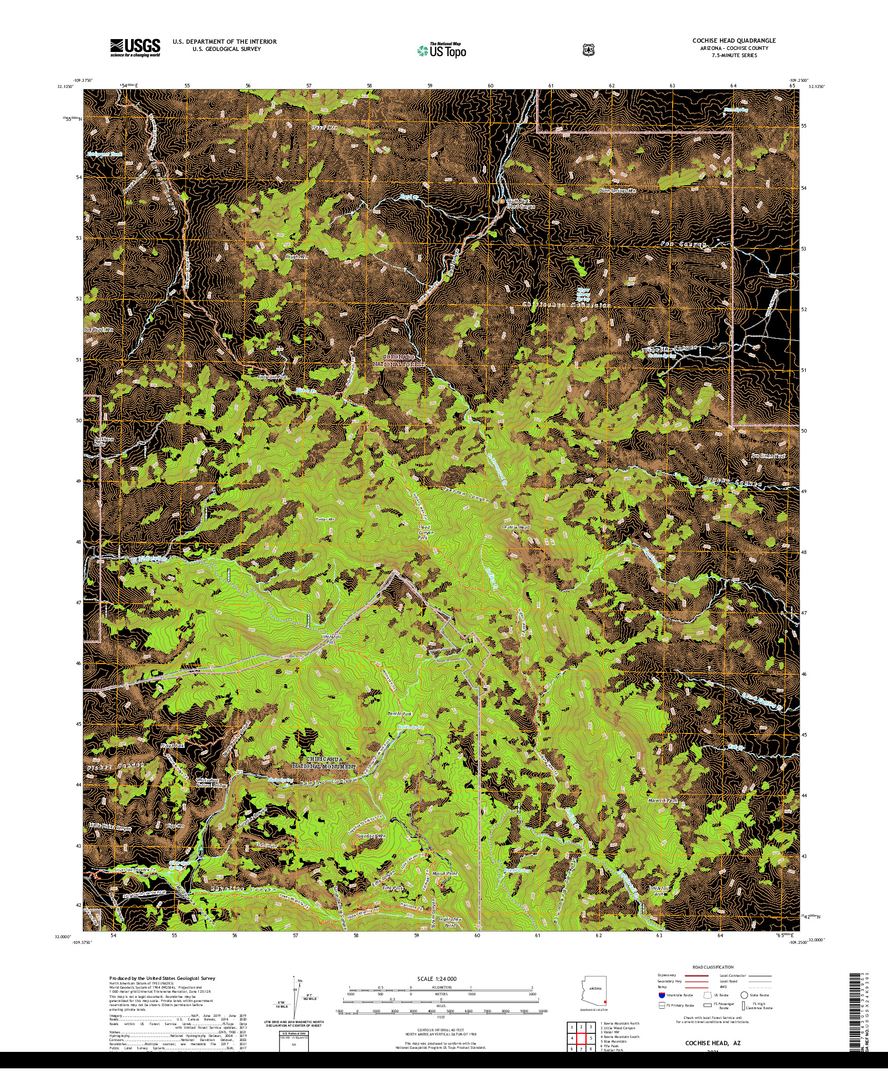 US TOPO 7.5-MINUTE MAP FOR COCHISE HEAD, AZ