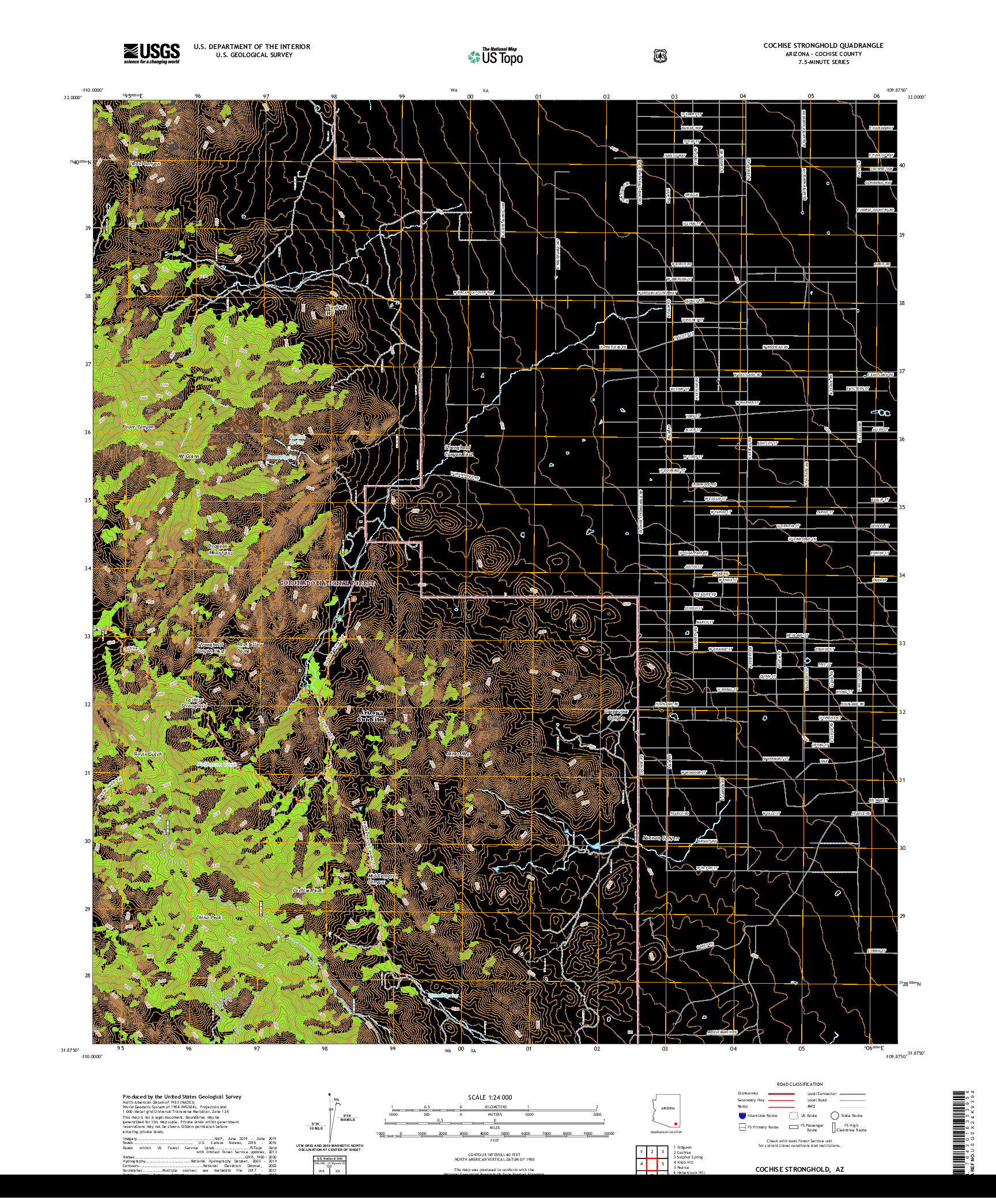 USGS US TOPO 7.5-MINUTE MAP FOR COCHISE STRONGHOLD, AZ 2021