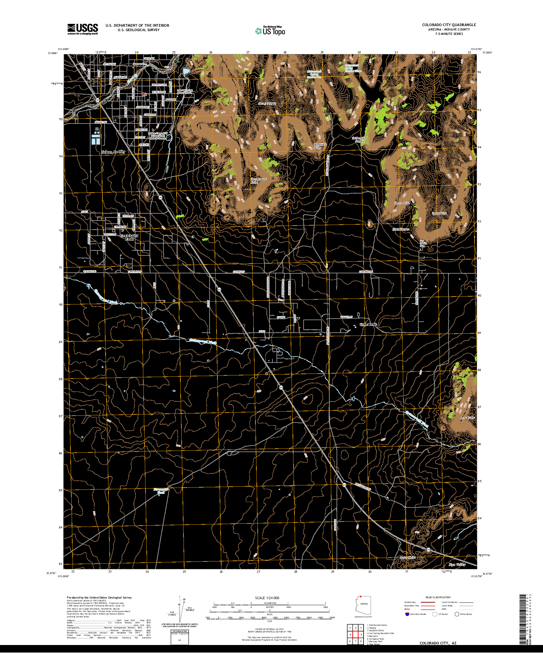US TOPO 7.5-MINUTE MAP FOR COLORADO CITY, AZ