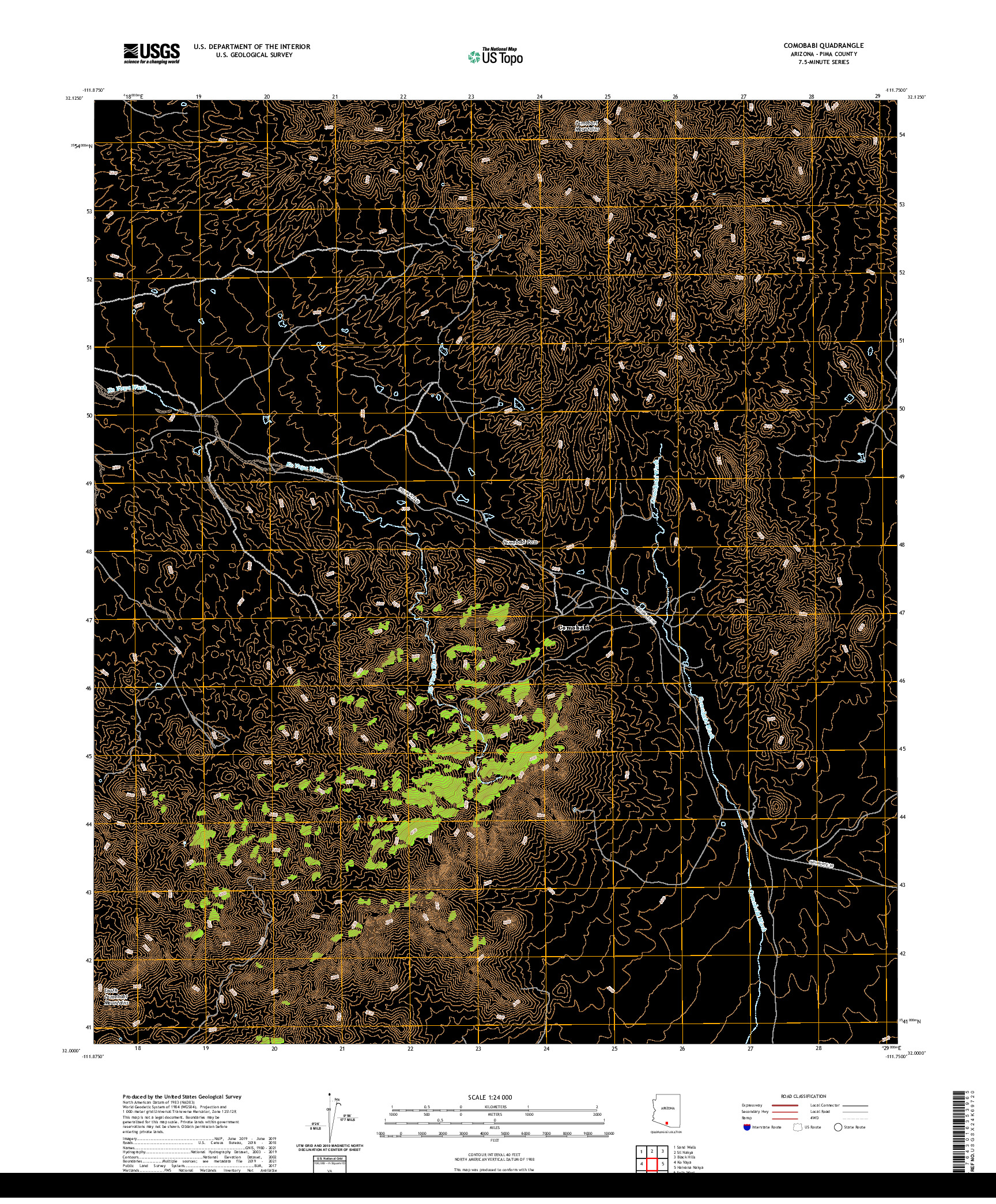 US TOPO 7.5-MINUTE MAP FOR COMOBABI, AZ