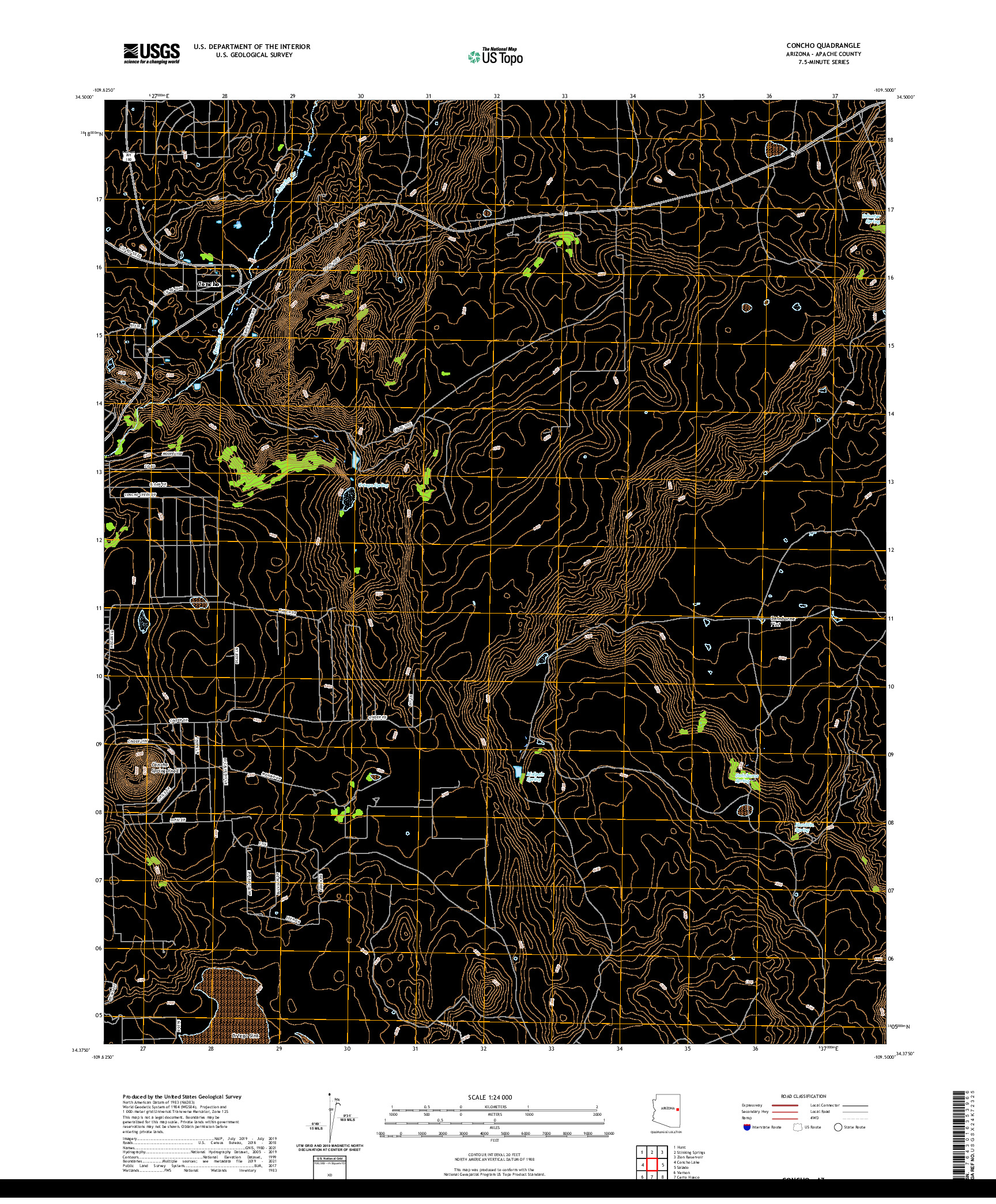 US TOPO 7.5-MINUTE MAP FOR CONCHO, AZ