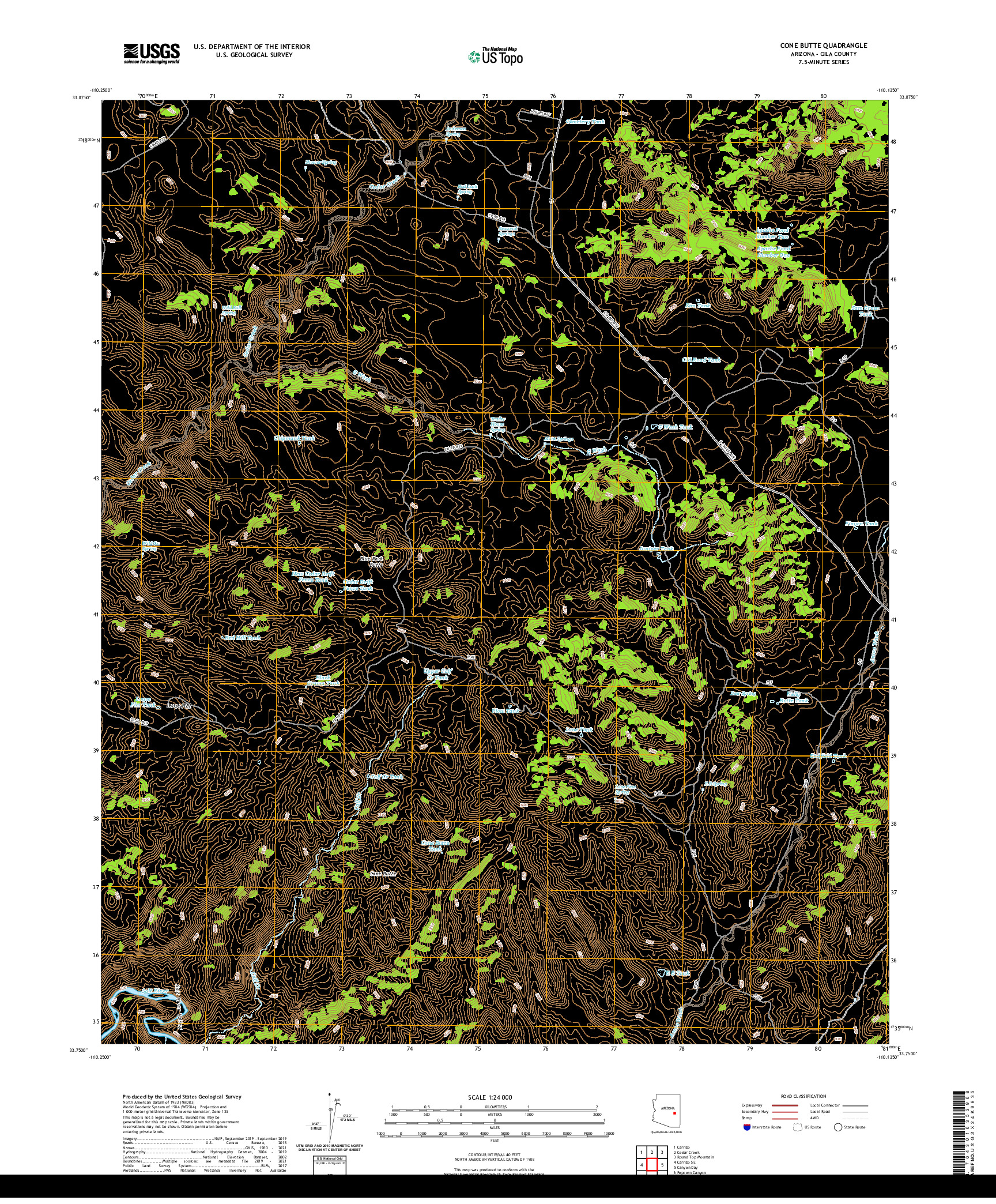 US TOPO 7.5-MINUTE MAP FOR CONE BUTTE, AZ