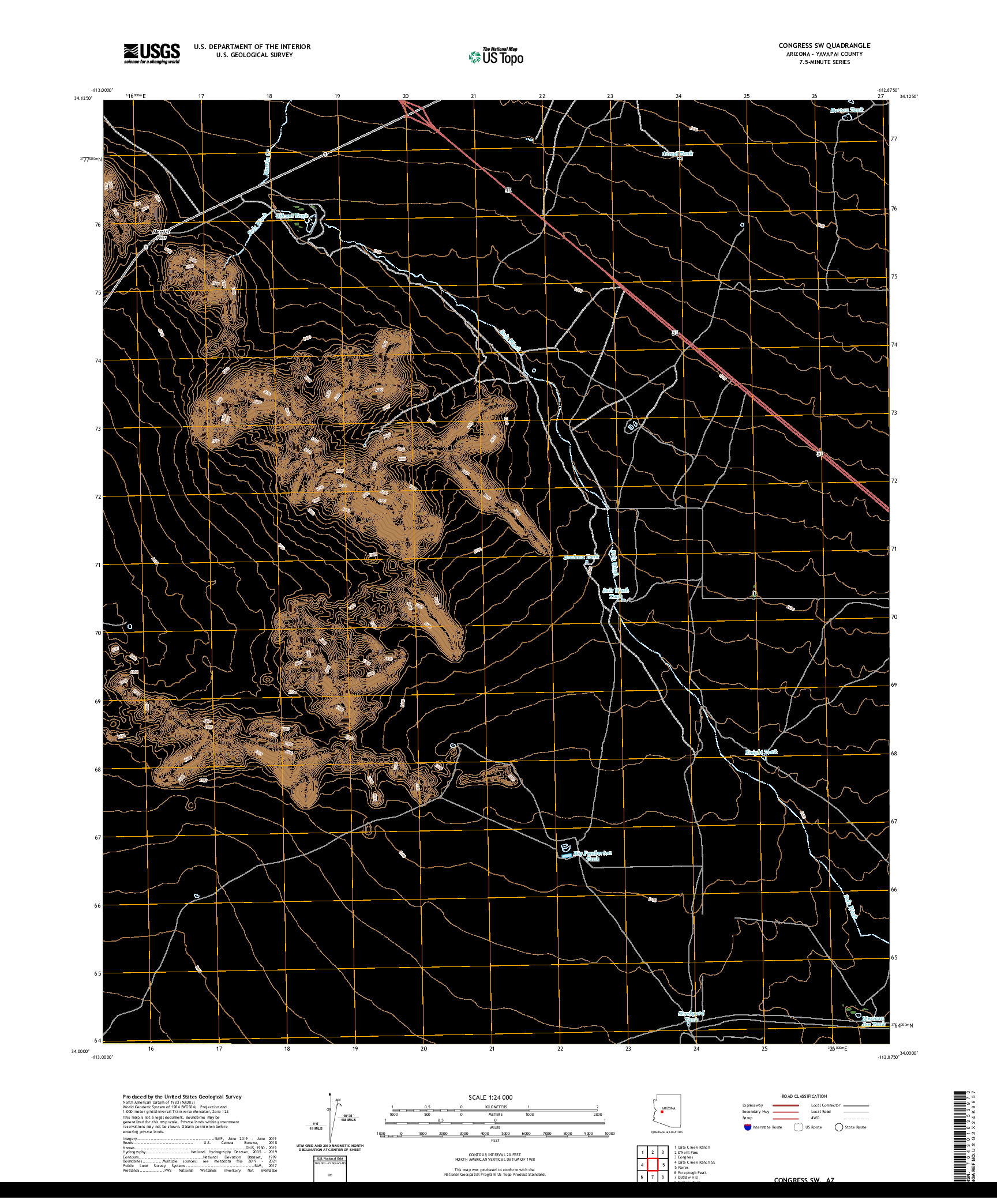 US TOPO 7.5-MINUTE MAP FOR CONGRESS SW, AZ