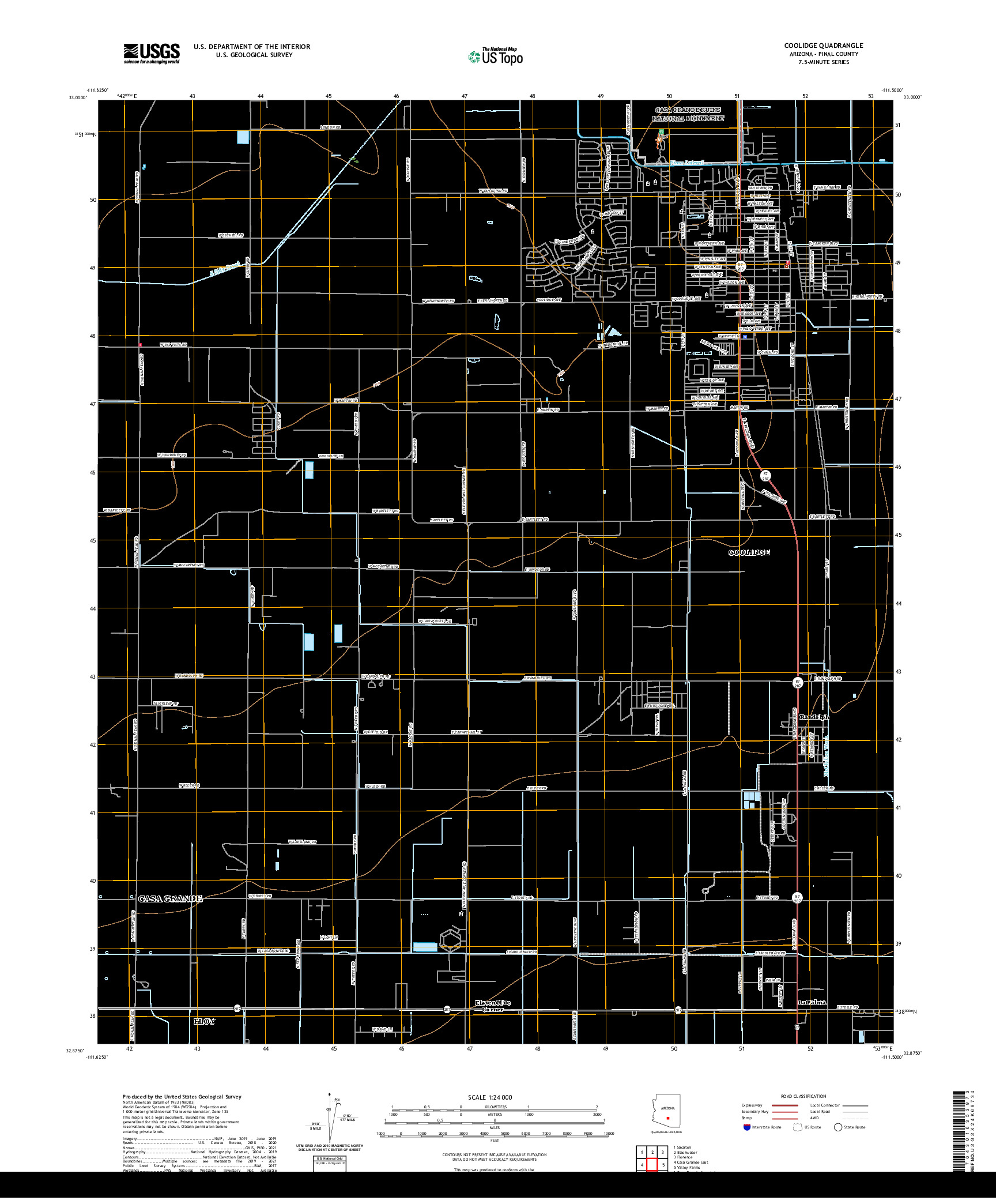 US TOPO 7.5-MINUTE MAP FOR COOLIDGE, AZ