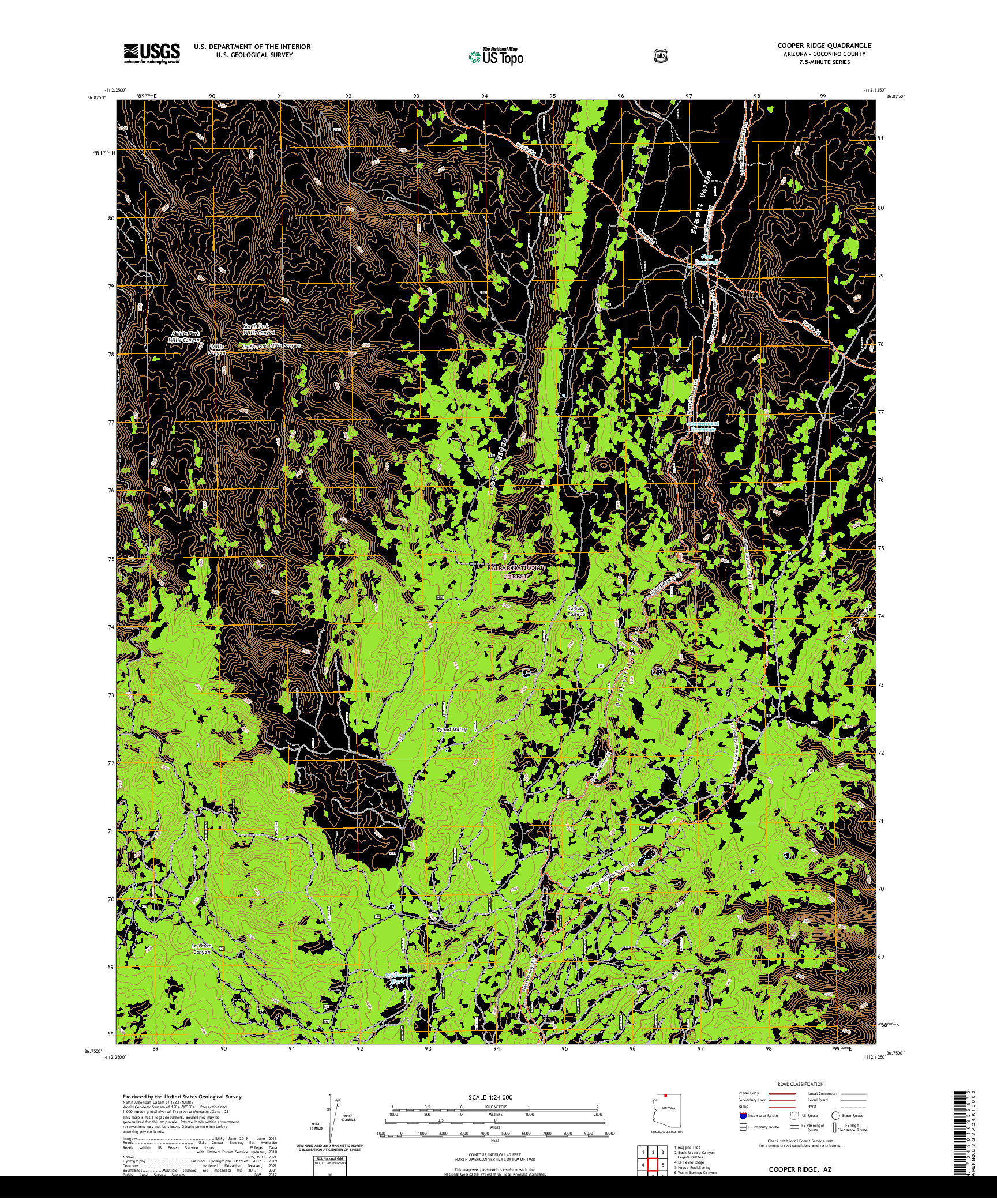 US TOPO 7.5-MINUTE MAP FOR COOPER RIDGE, AZ