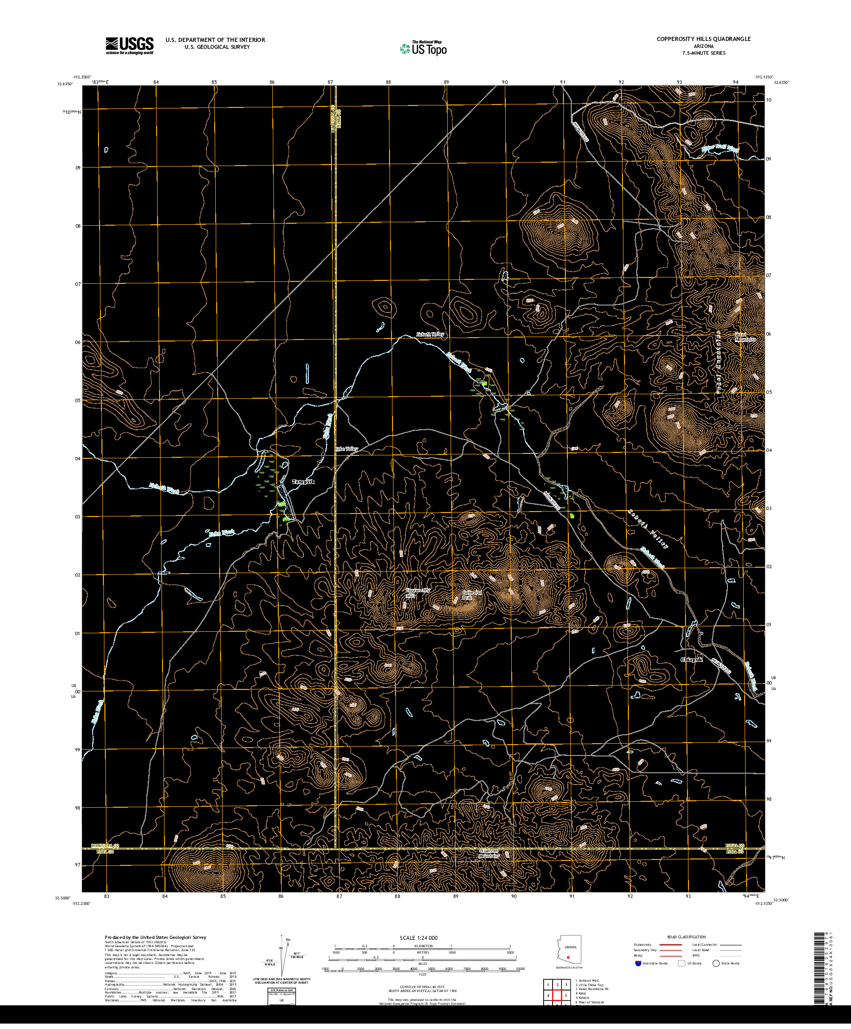 US TOPO 7.5-MINUTE MAP FOR COPPEROSITY HILLS, AZ