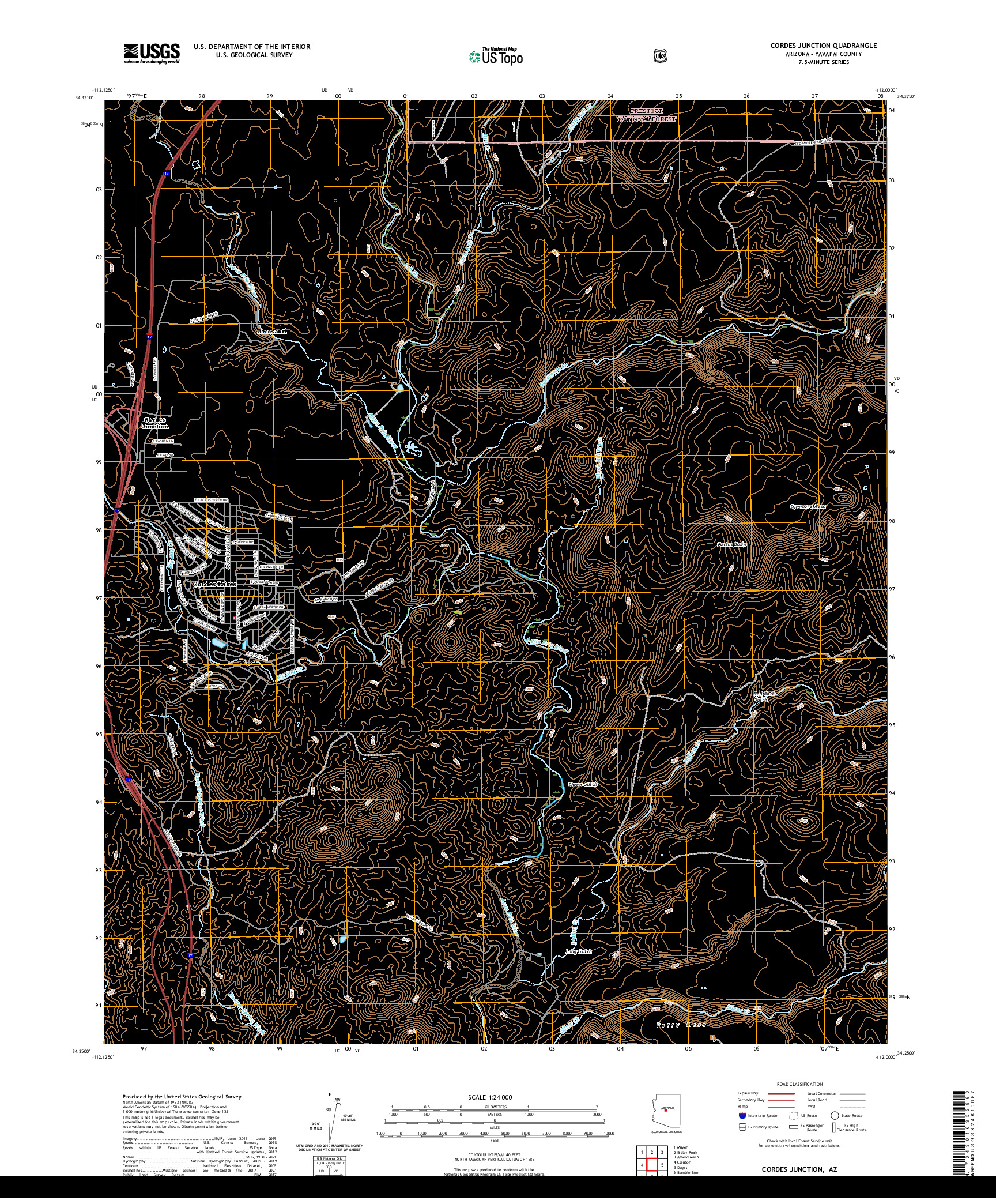 US TOPO 7.5-MINUTE MAP FOR CORDES JUNCTION, AZ