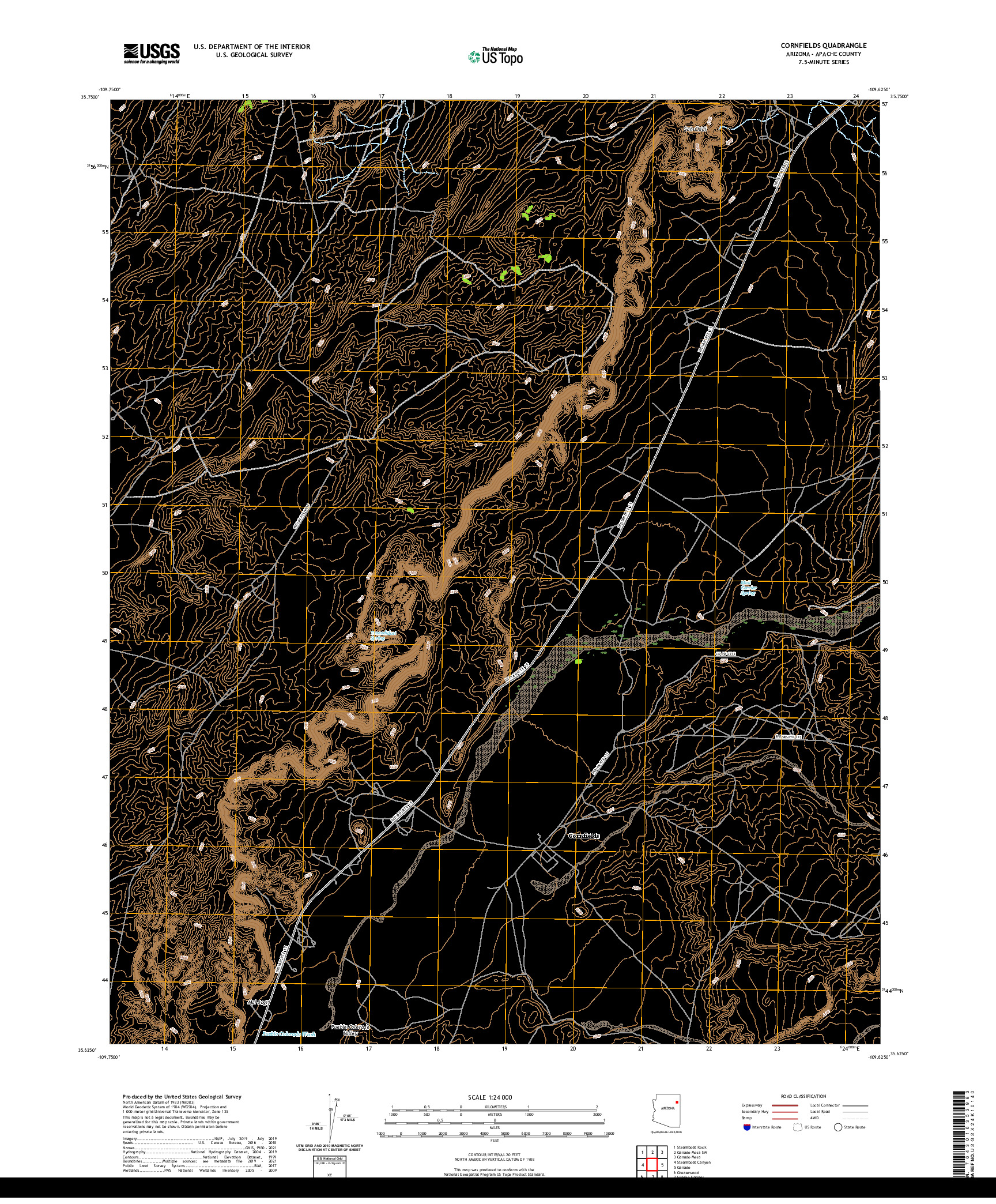 US TOPO 7.5-MINUTE MAP FOR CORNFIELDS, AZ