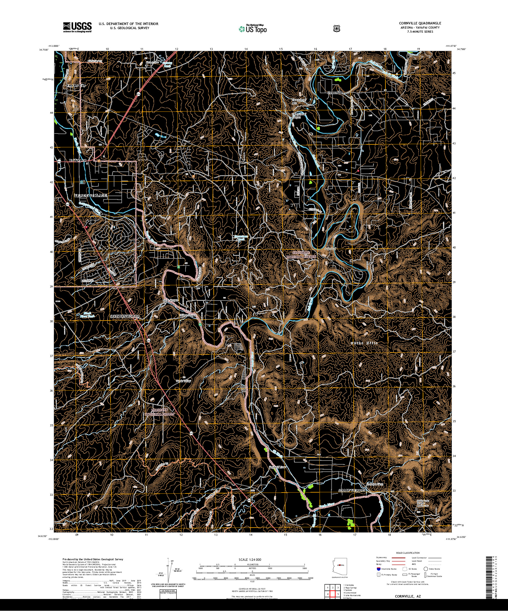 US TOPO 7.5-MINUTE MAP FOR CORNVILLE, AZ