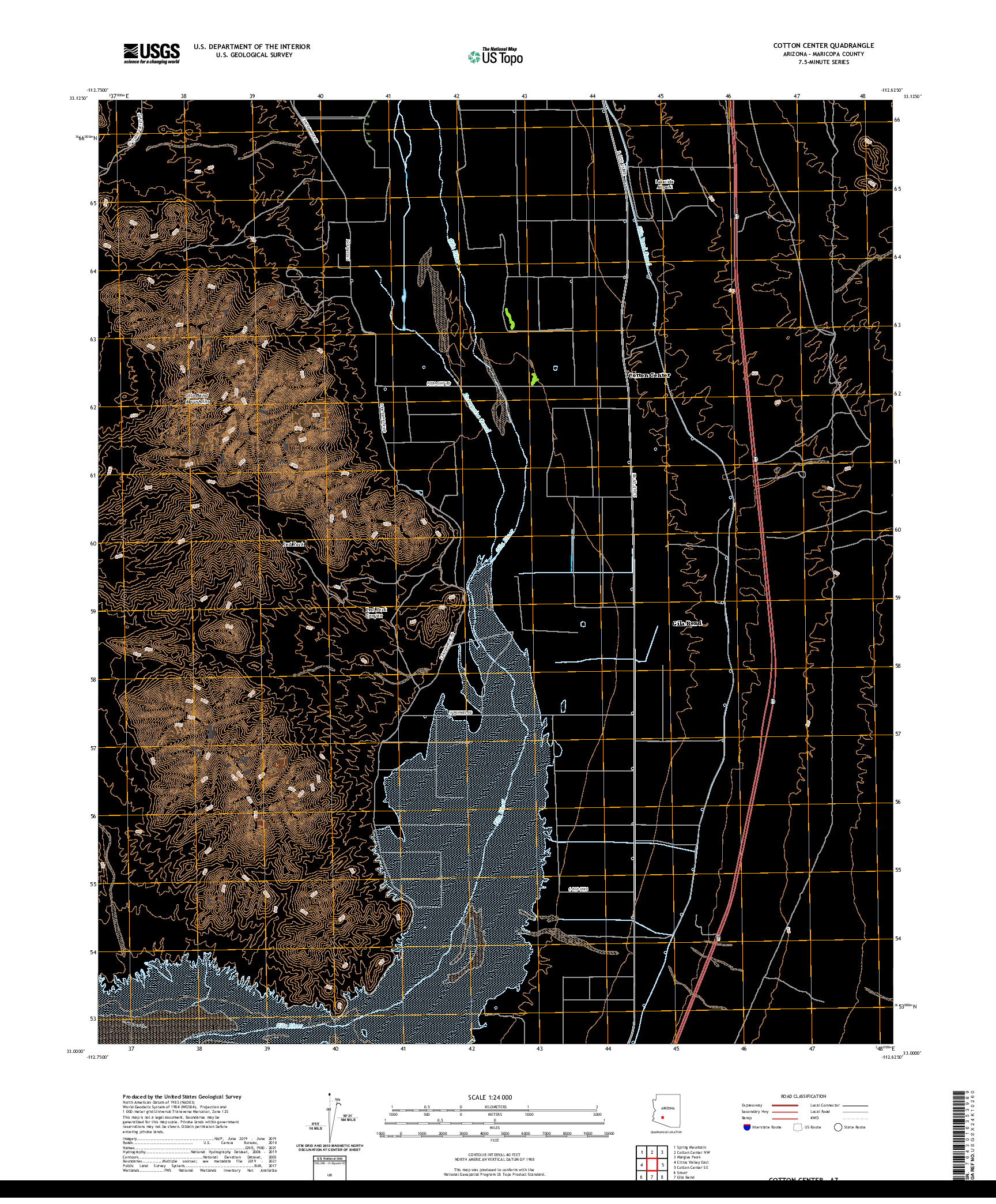 US TOPO 7.5-MINUTE MAP FOR COTTON CENTER, AZ