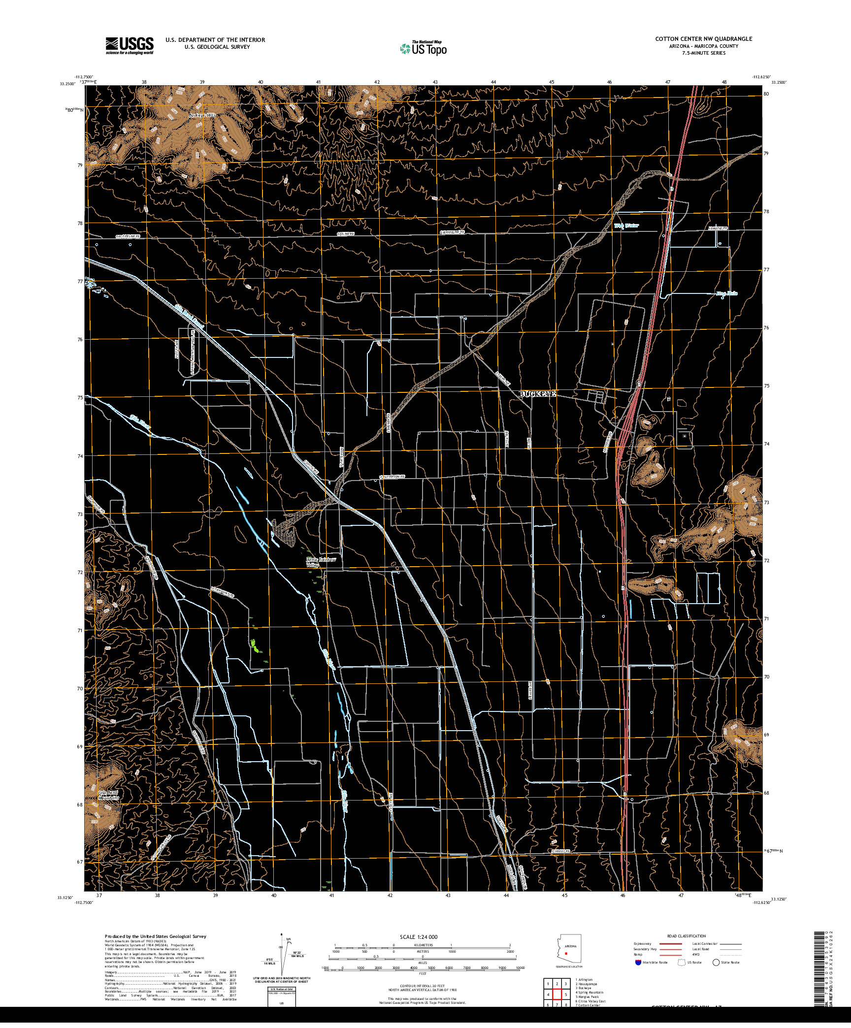 US TOPO 7.5-MINUTE MAP FOR COTTON CENTER NW, AZ