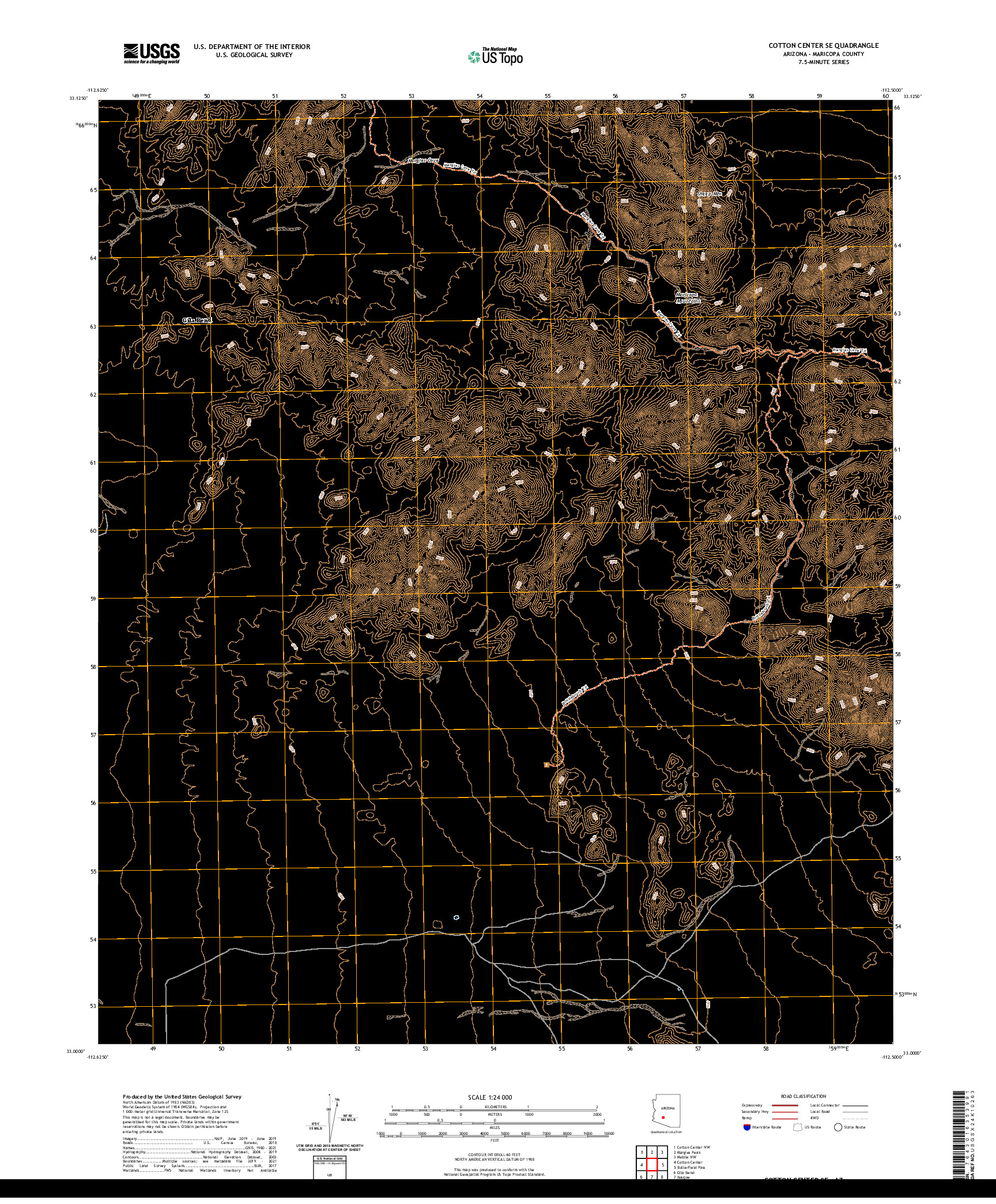 US TOPO 7.5-MINUTE MAP FOR COTTON CENTER SE, AZ