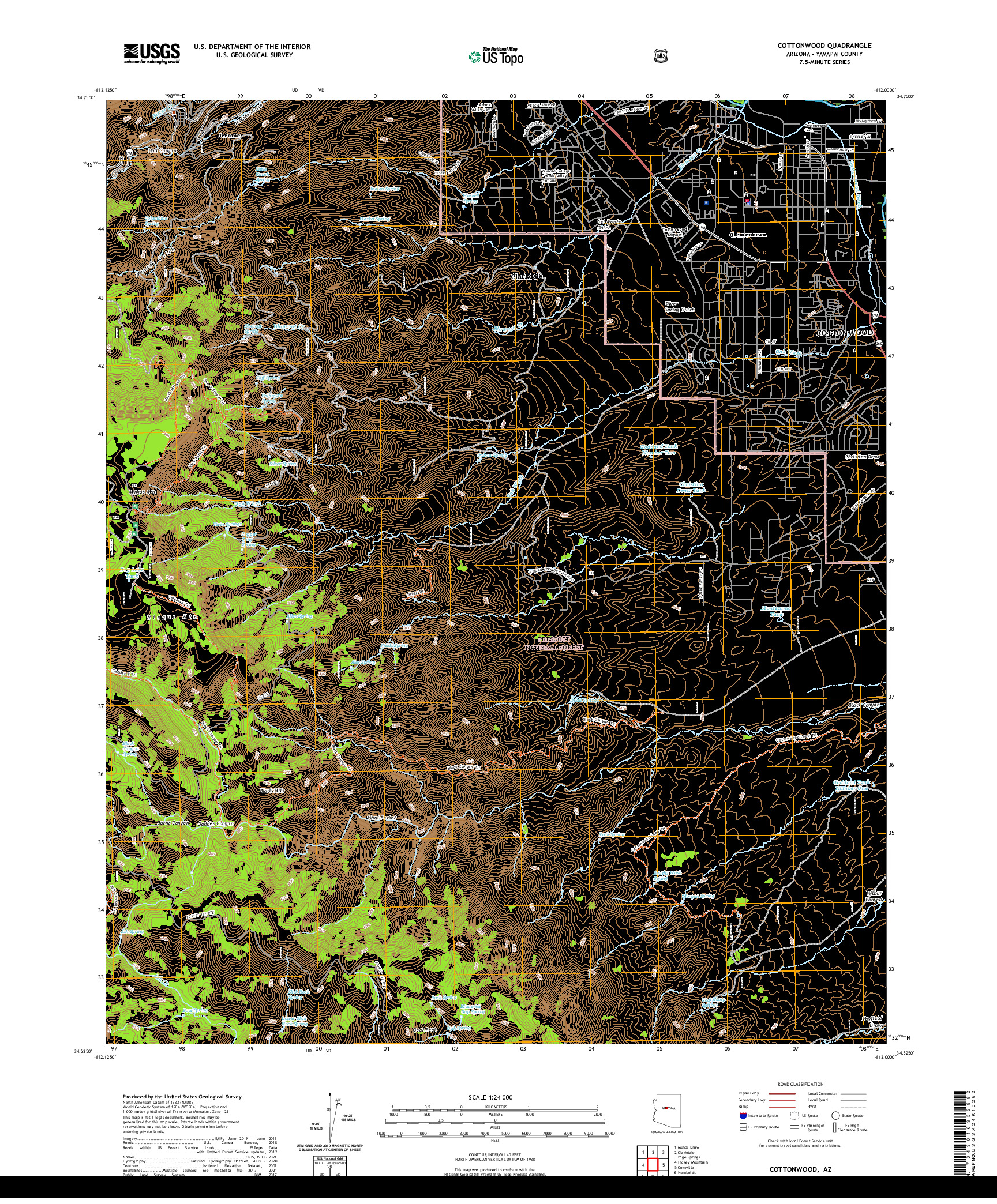 US TOPO 7.5-MINUTE MAP FOR COTTONWOOD, AZ