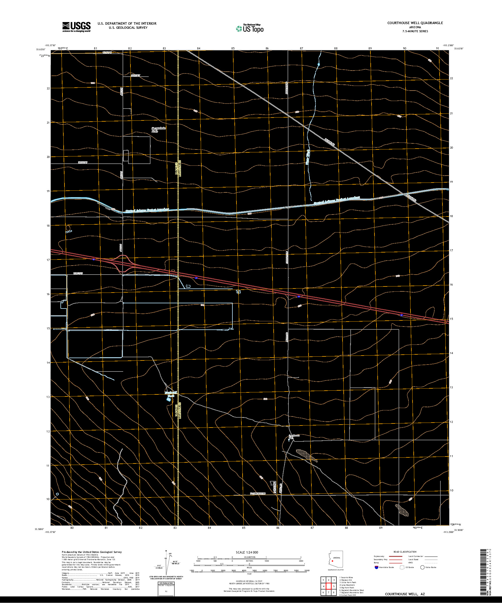 US TOPO 7.5-MINUTE MAP FOR COURTHOUSE WELL, AZ