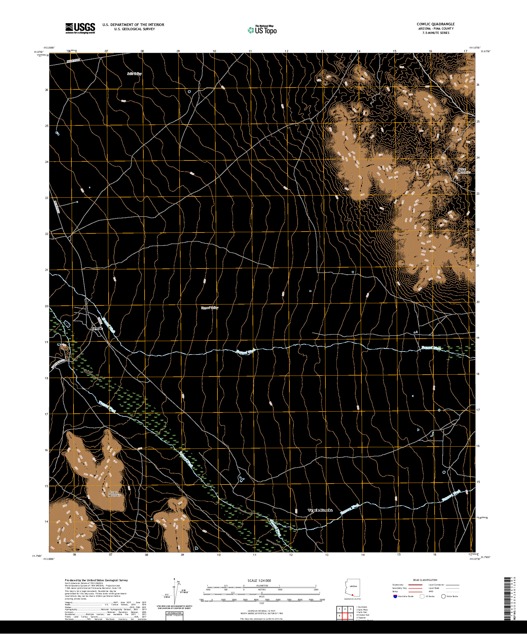 USGS US TOPO 7.5-MINUTE MAP FOR COWLIC, AZ 2021