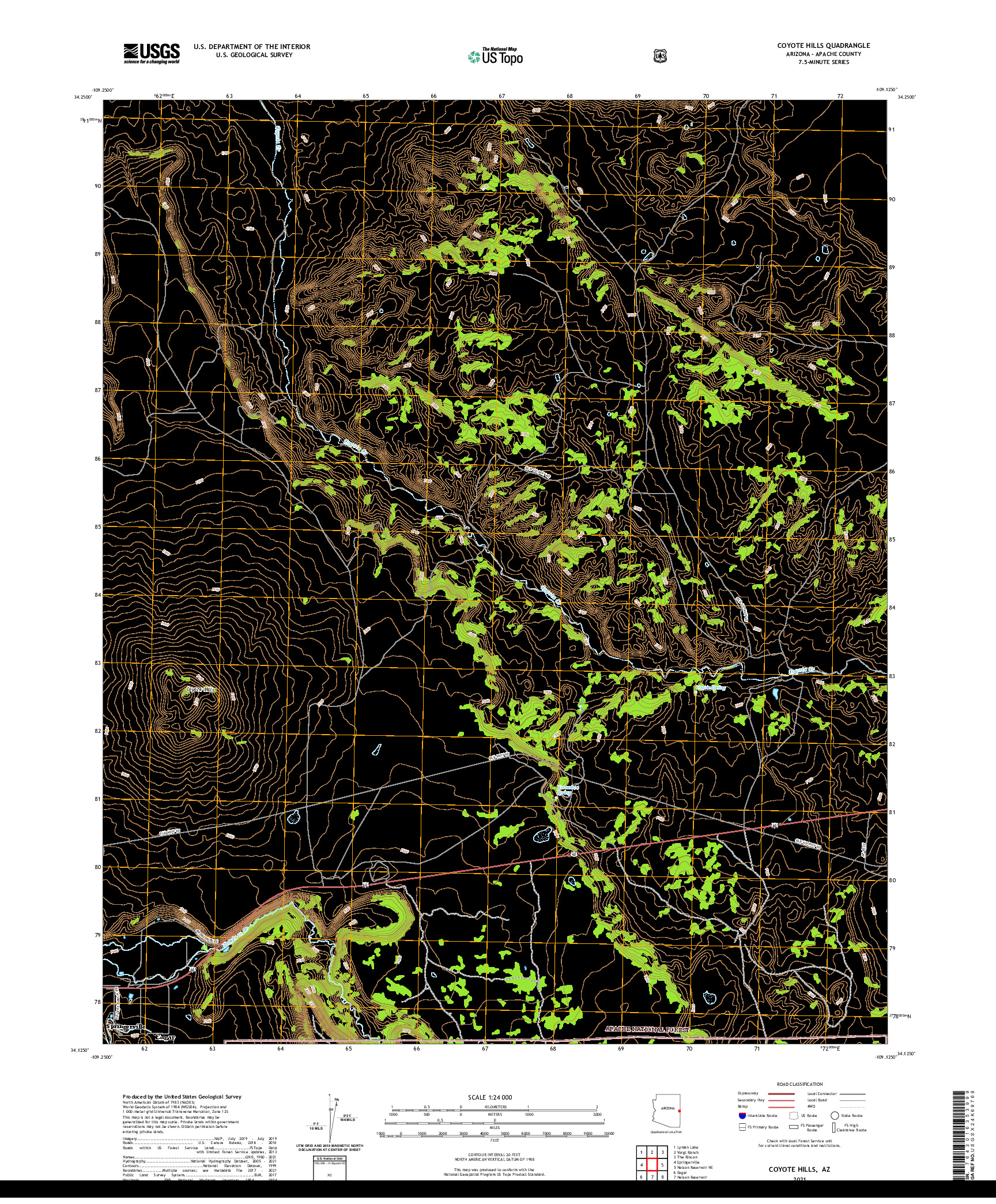 US TOPO 7.5-MINUTE MAP FOR COYOTE HILLS, AZ