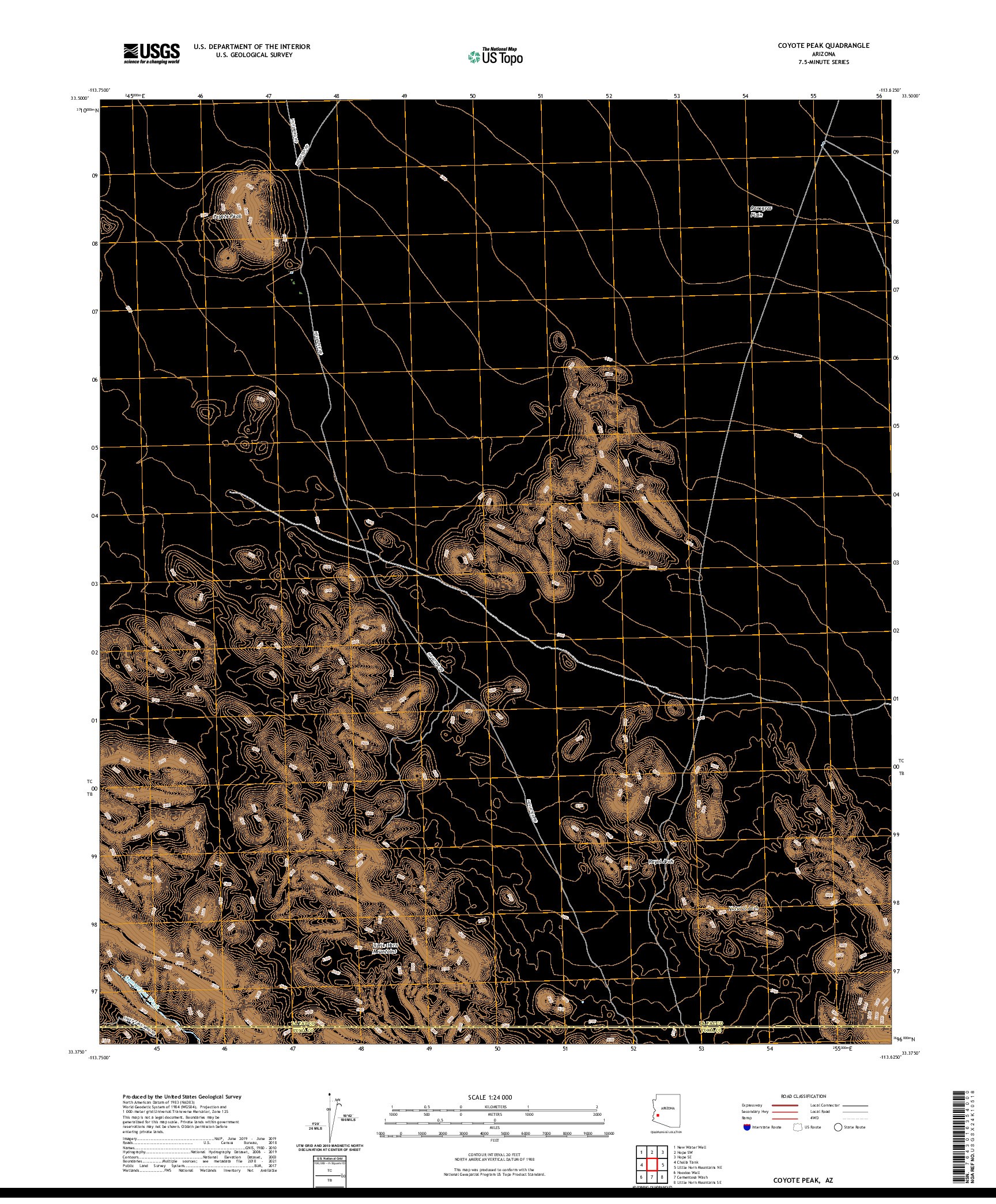 US TOPO 7.5-MINUTE MAP FOR COYOTE PEAK, AZ