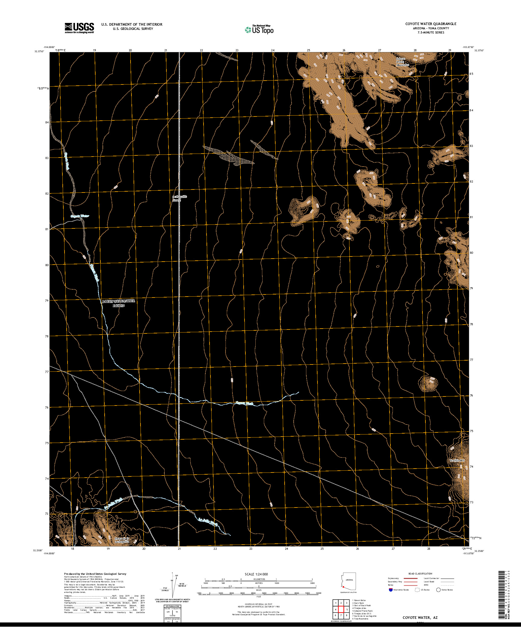 USGS US TOPO 7.5-MINUTE MAP FOR COYOTE WATER, AZ 2021