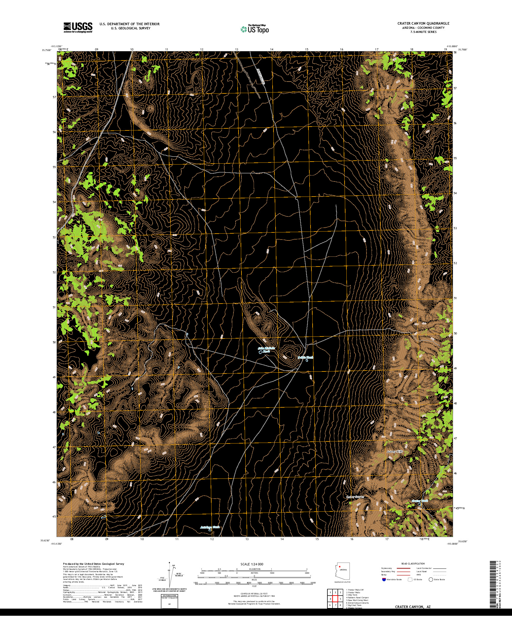 US TOPO 7.5-MINUTE MAP FOR CRATER CANYON, AZ