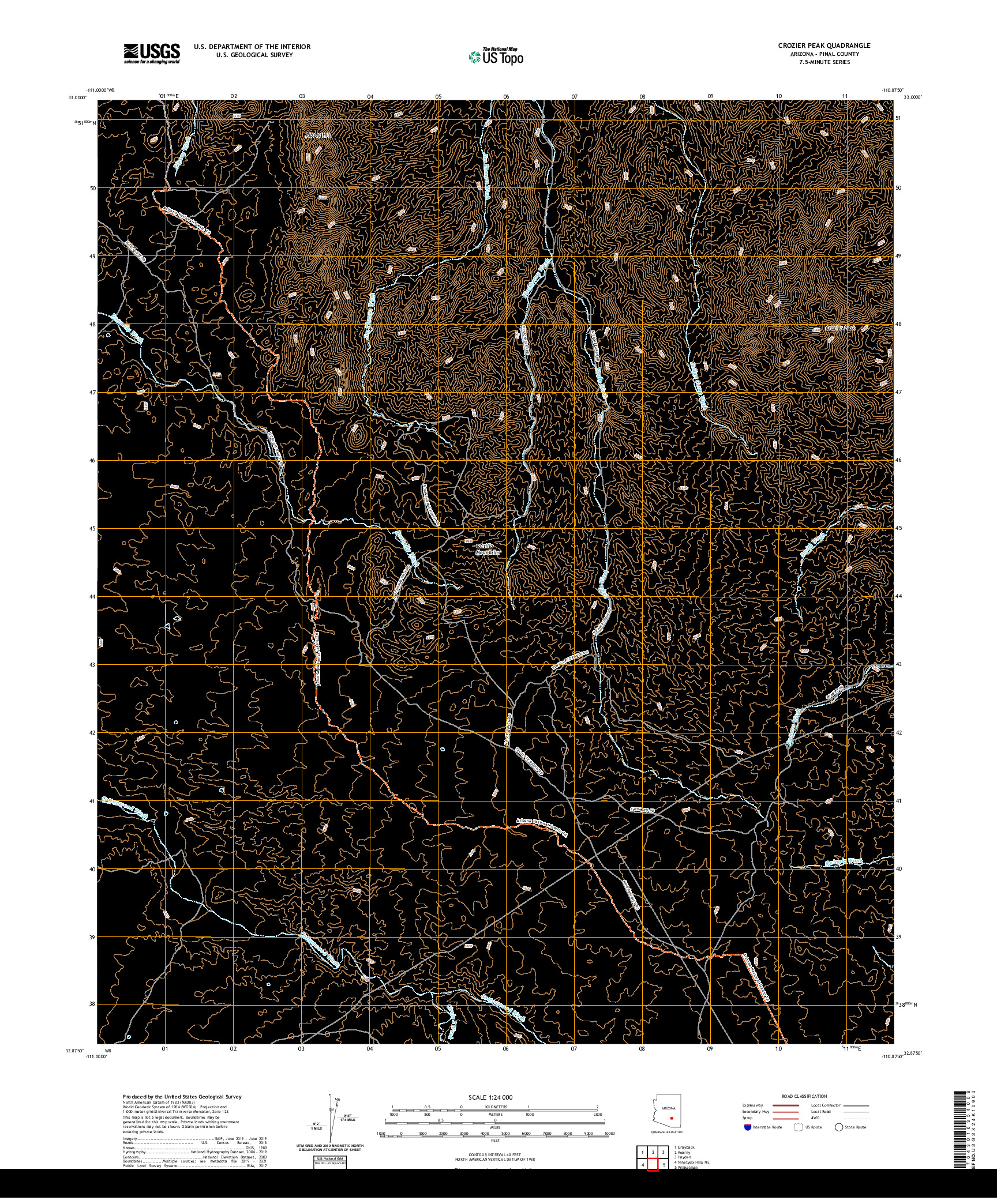 US TOPO 7.5-MINUTE MAP FOR CROZIER PEAK, AZ