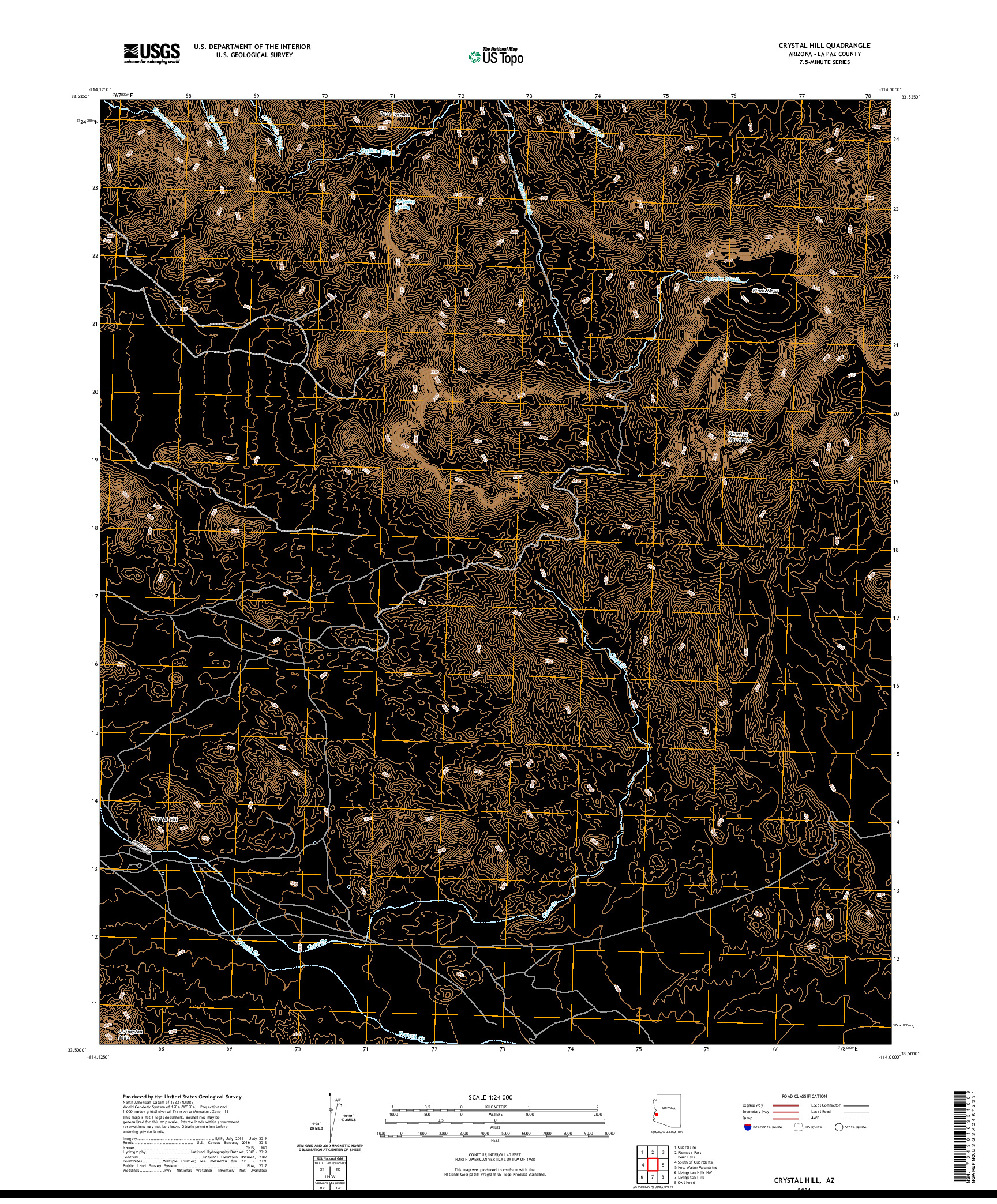 USGS US TOPO 7.5-MINUTE MAP FOR CRYSTAL HILL, AZ 2021