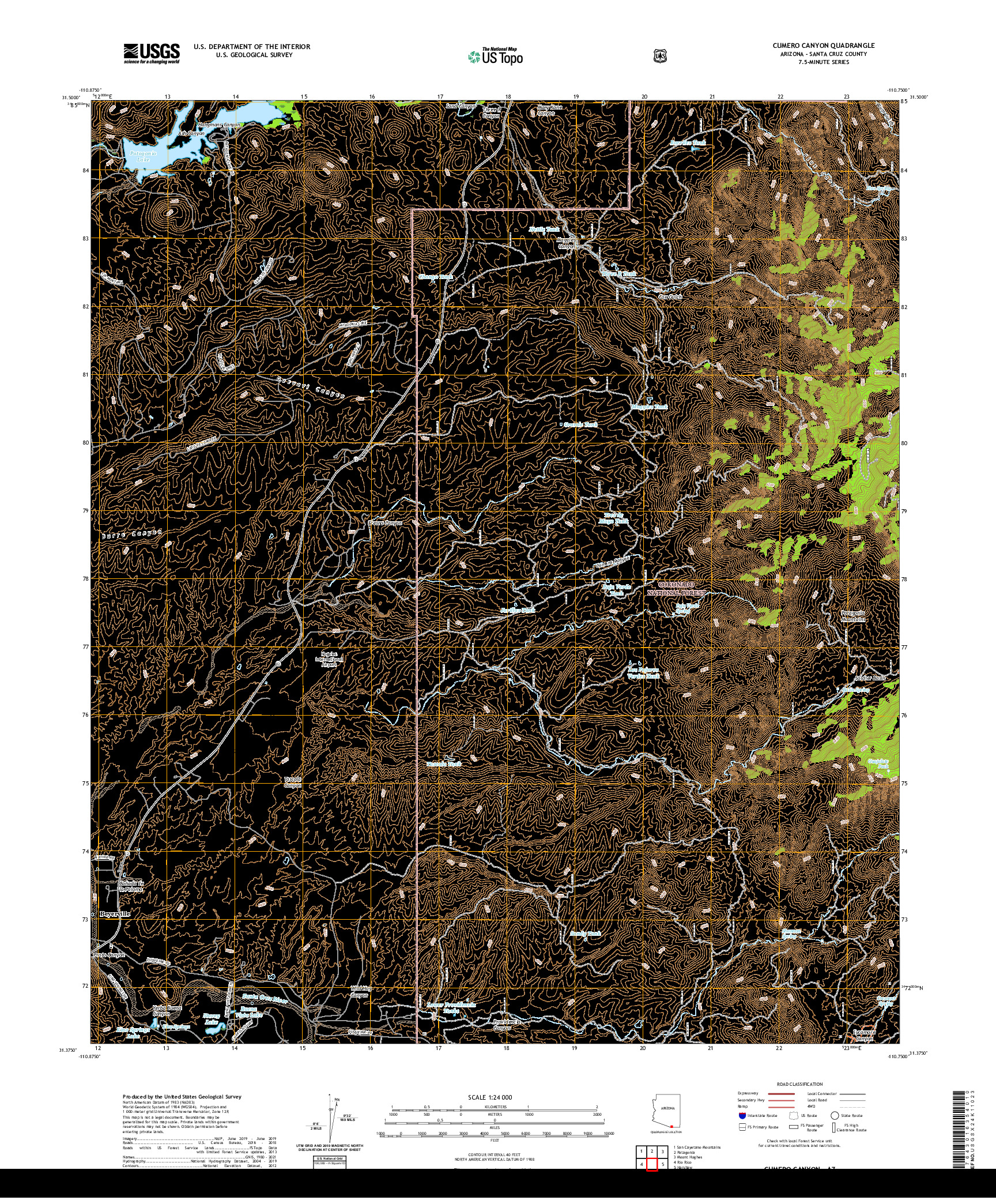 US TOPO 7.5-MINUTE MAP FOR CUMERO CANYON, AZ