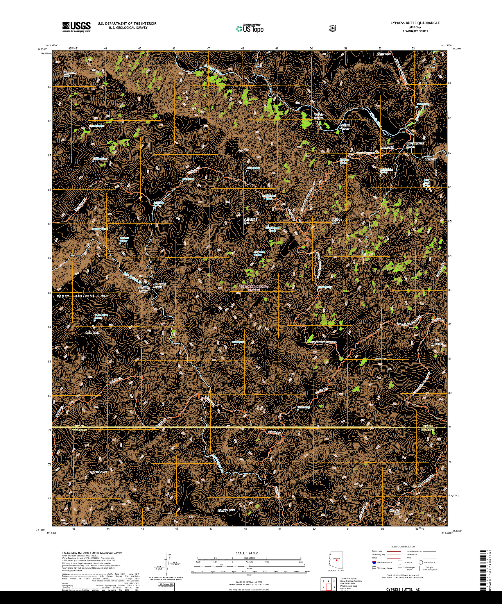 US TOPO 7.5-MINUTE MAP FOR CYPRESS BUTTE, AZ