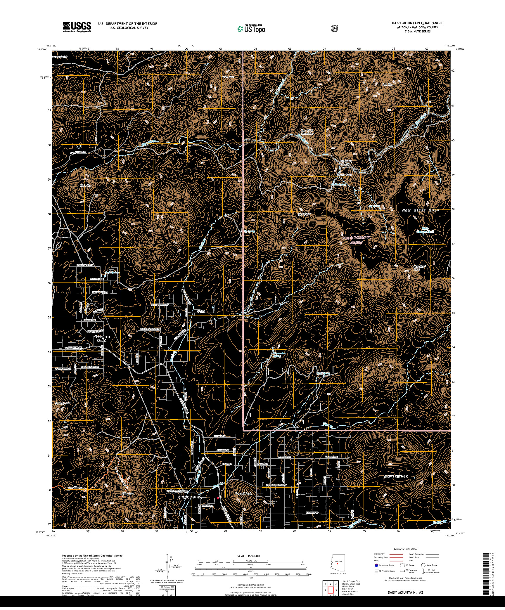 US TOPO 7.5-MINUTE MAP FOR DAISY MOUNTAIN, AZ