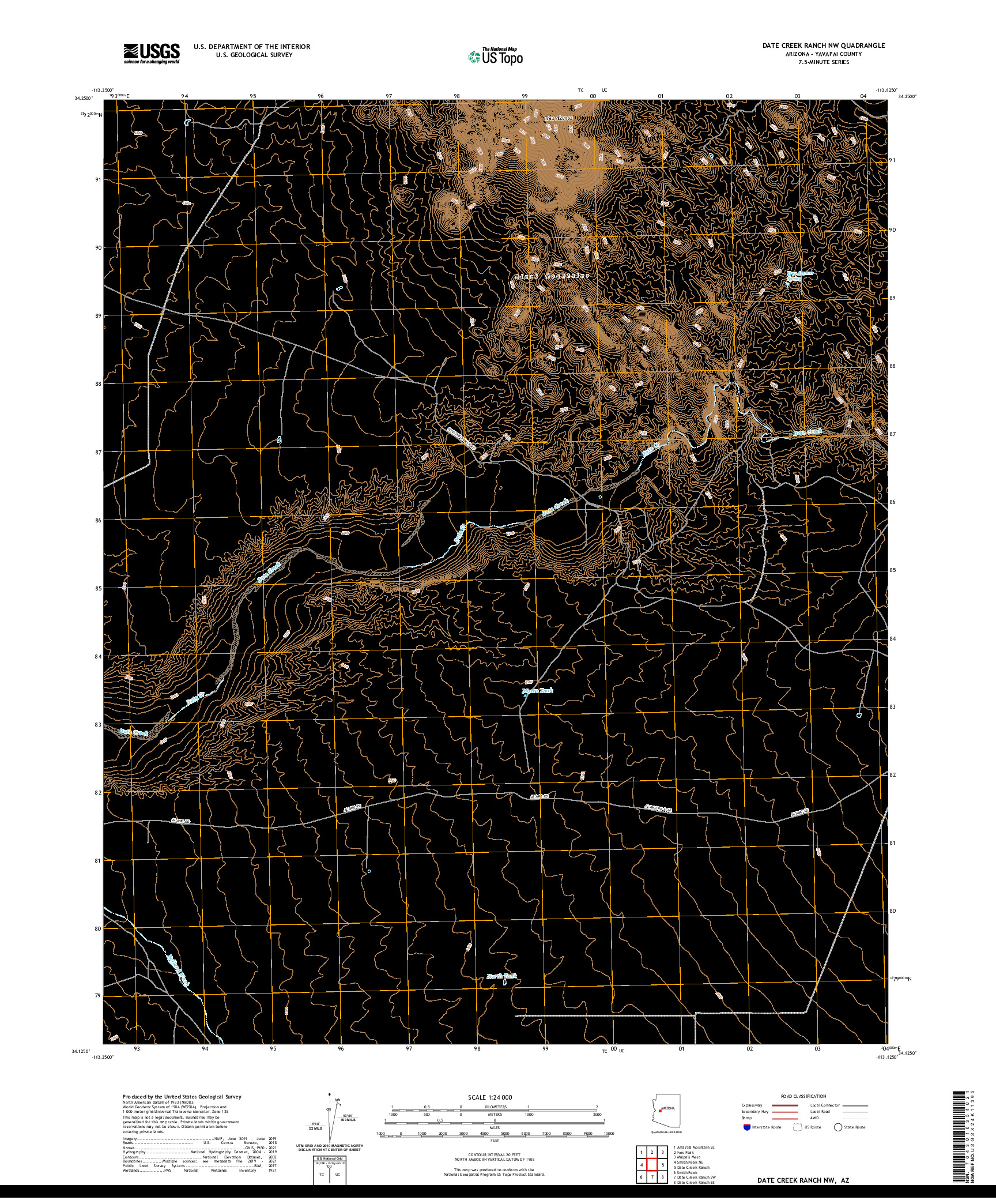 US TOPO 7.5-MINUTE MAP FOR DATE CREEK RANCH NW, AZ