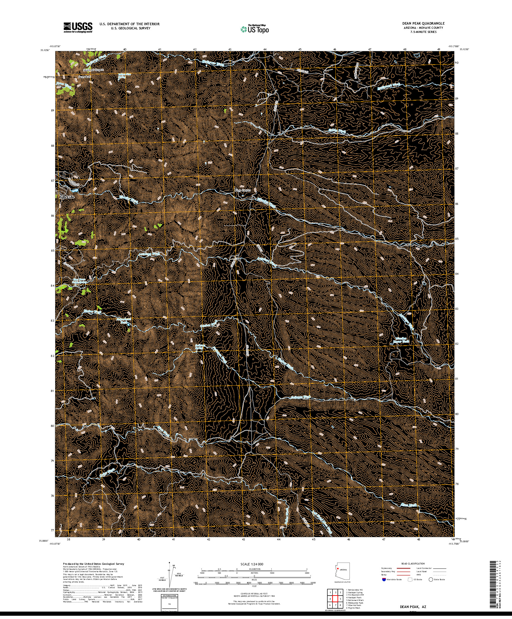US TOPO 7.5-MINUTE MAP FOR DEAN PEAK, AZ