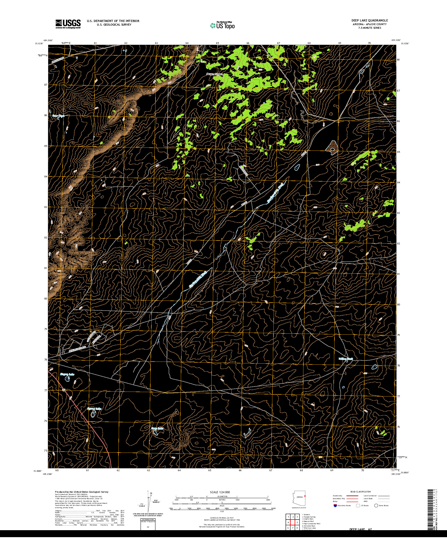 US TOPO 7.5-MINUTE MAP FOR DEEP LAKE, AZ