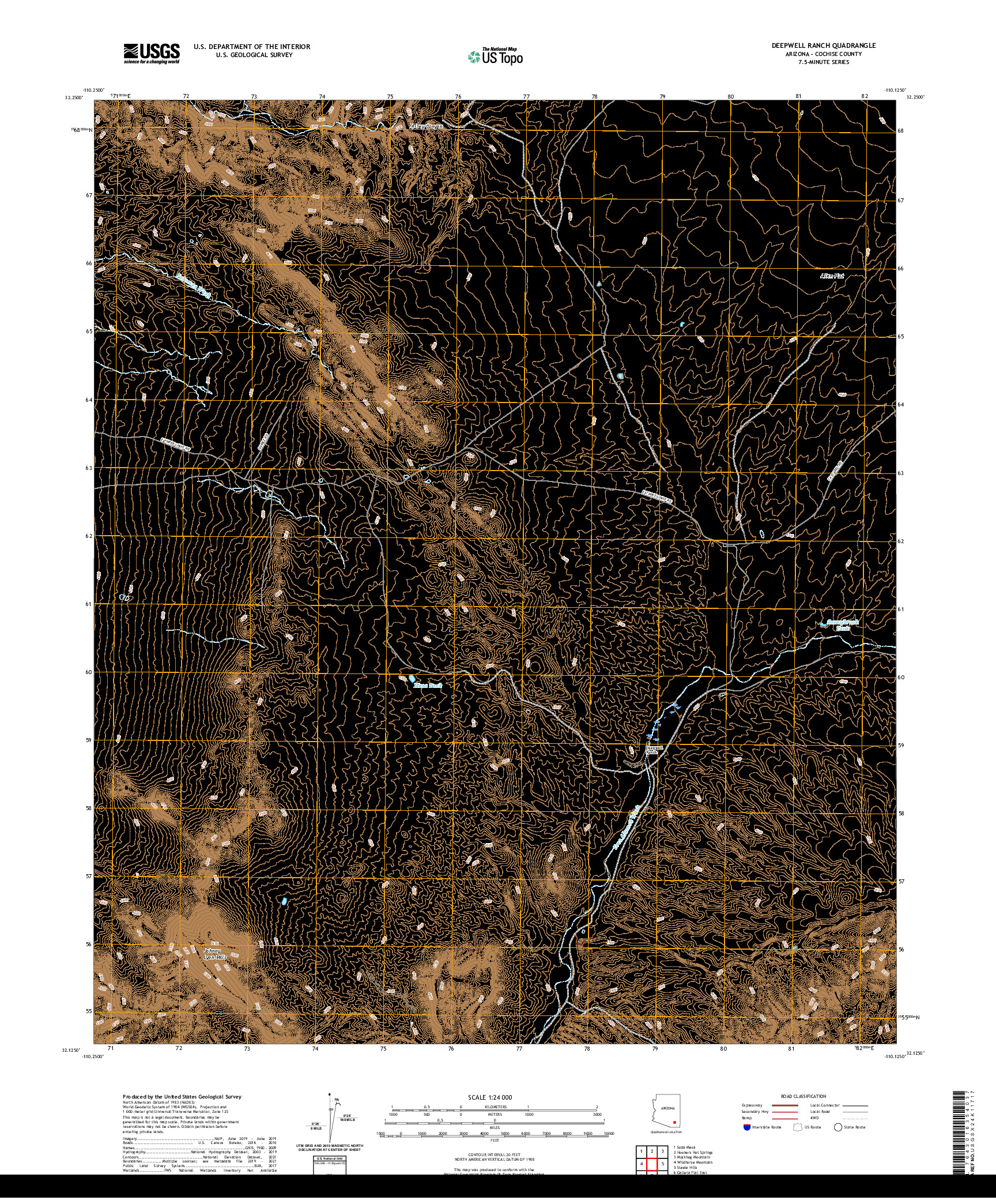 US TOPO 7.5-MINUTE MAP FOR DEEPWELL RANCH, AZ