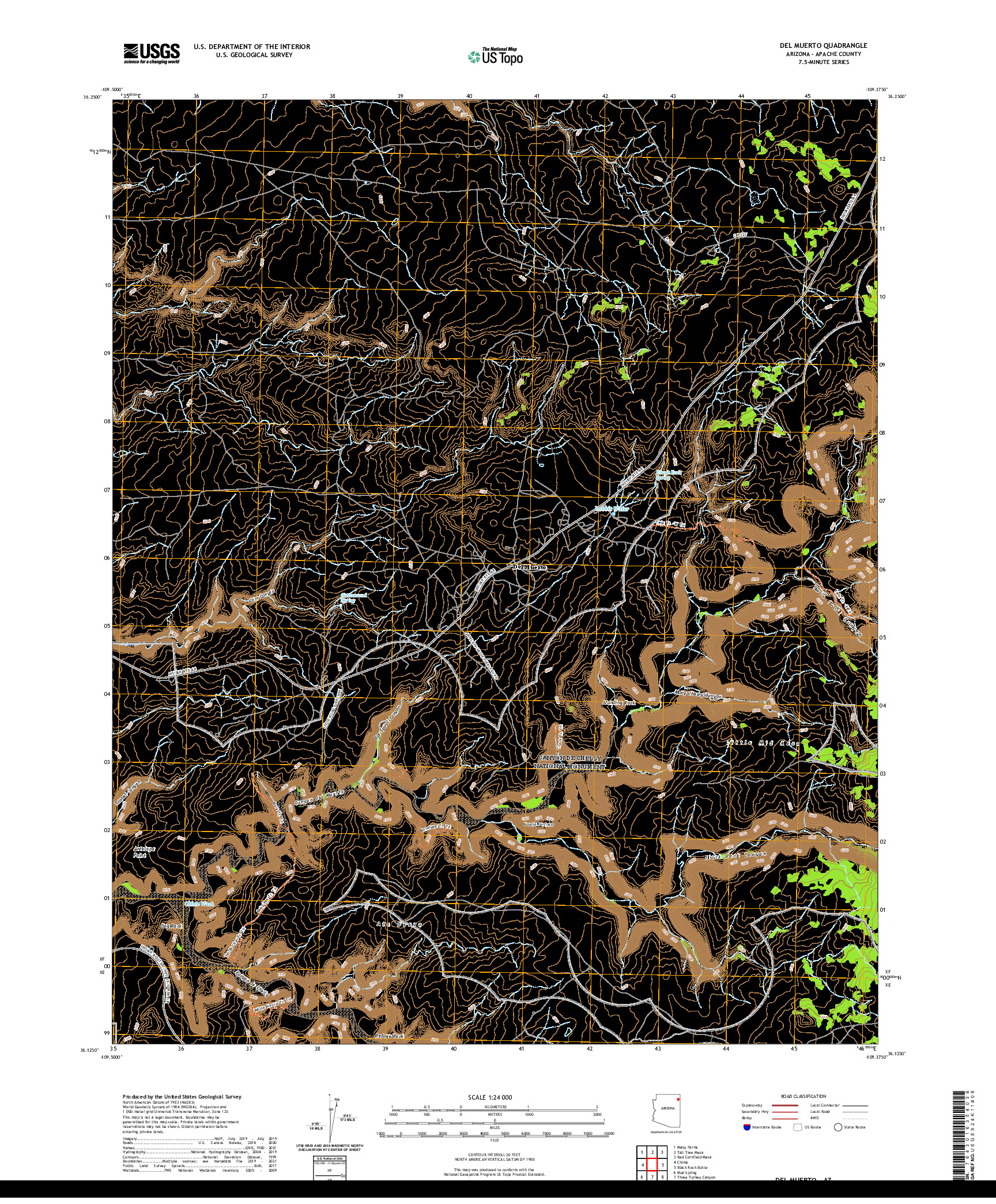 US TOPO 7.5-MINUTE MAP FOR DEL MUERTO, AZ