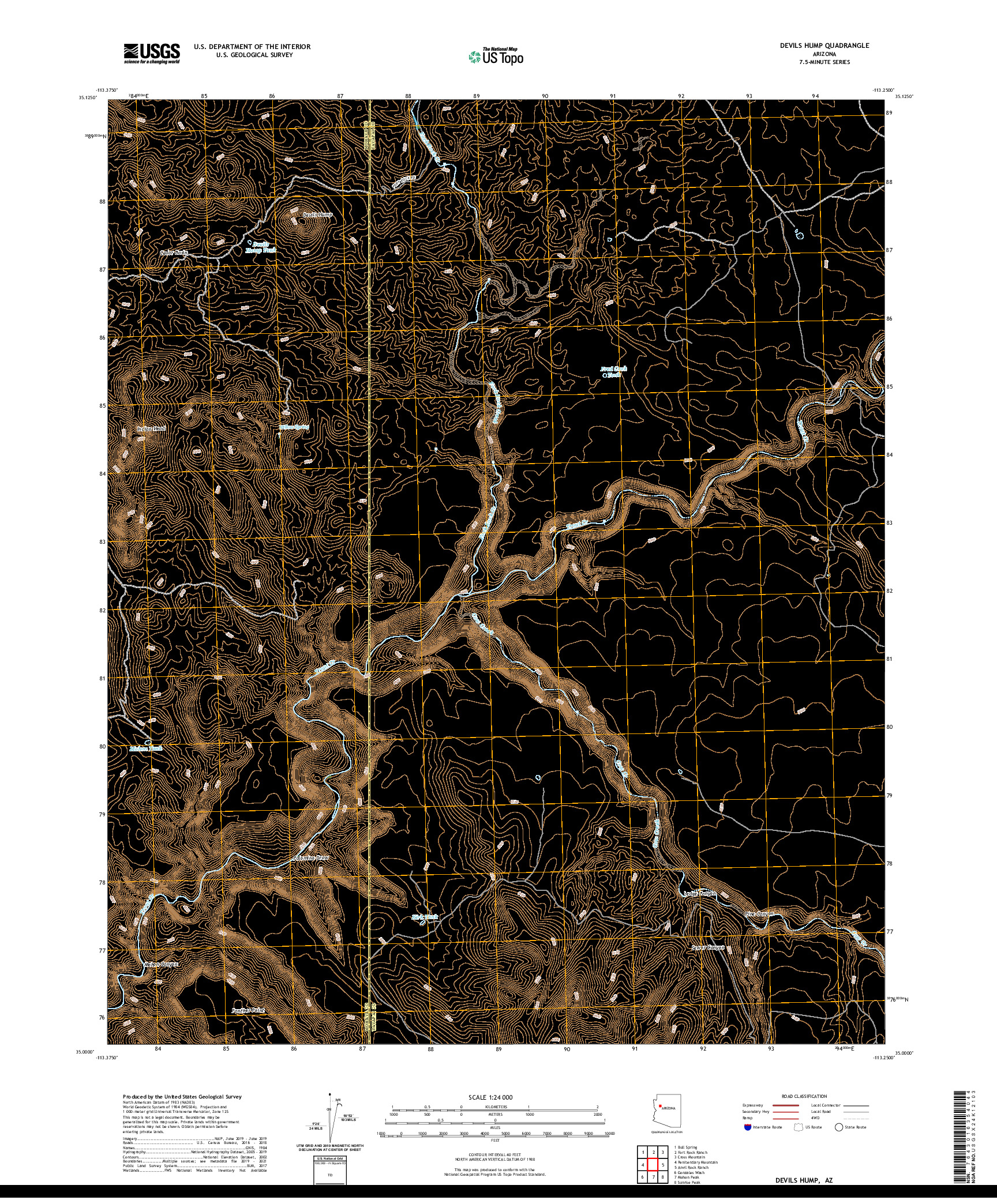 US TOPO 7.5-MINUTE MAP FOR DEVILS HUMP, AZ