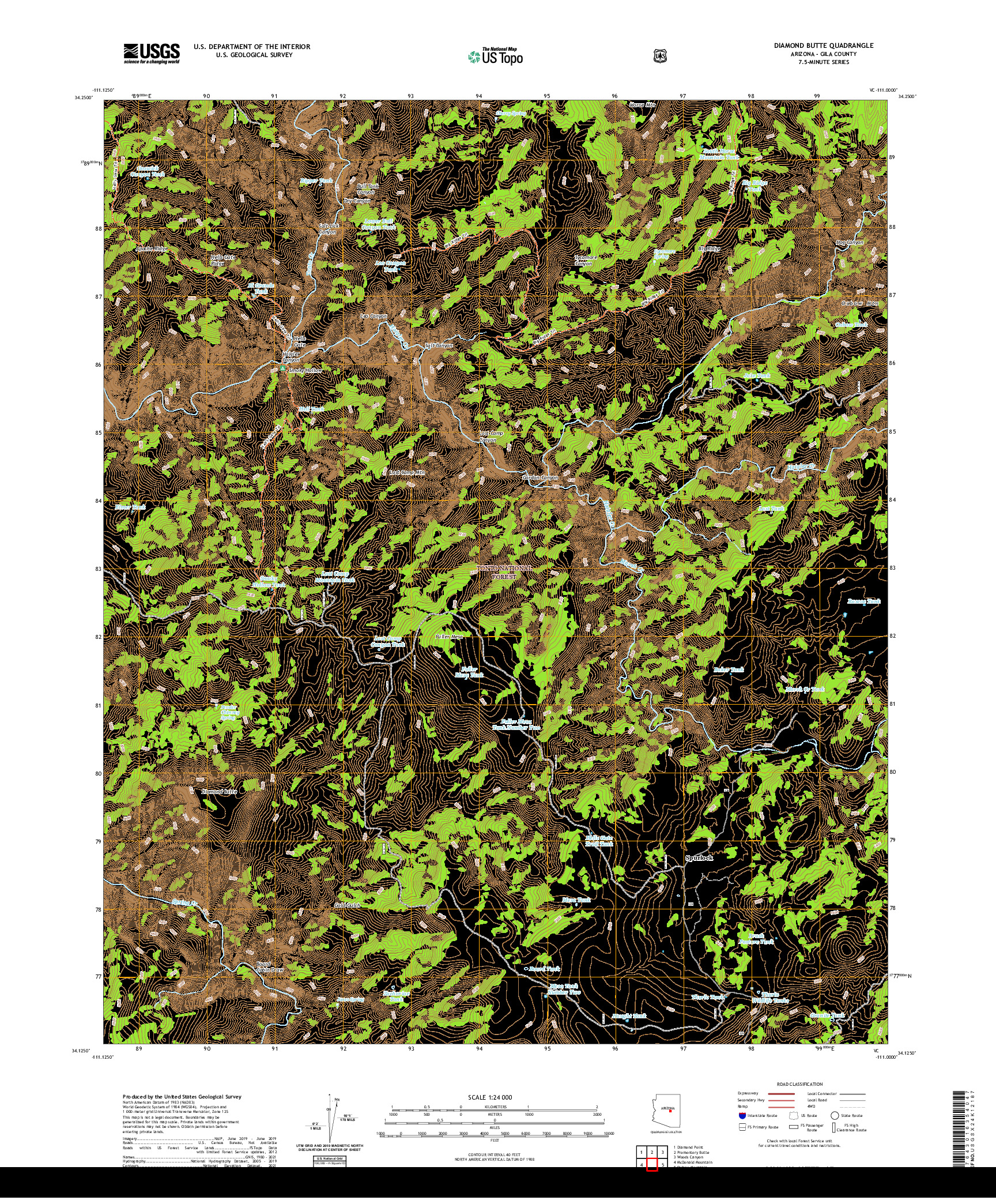 US TOPO 7.5-MINUTE MAP FOR DIAMOND BUTTE, AZ