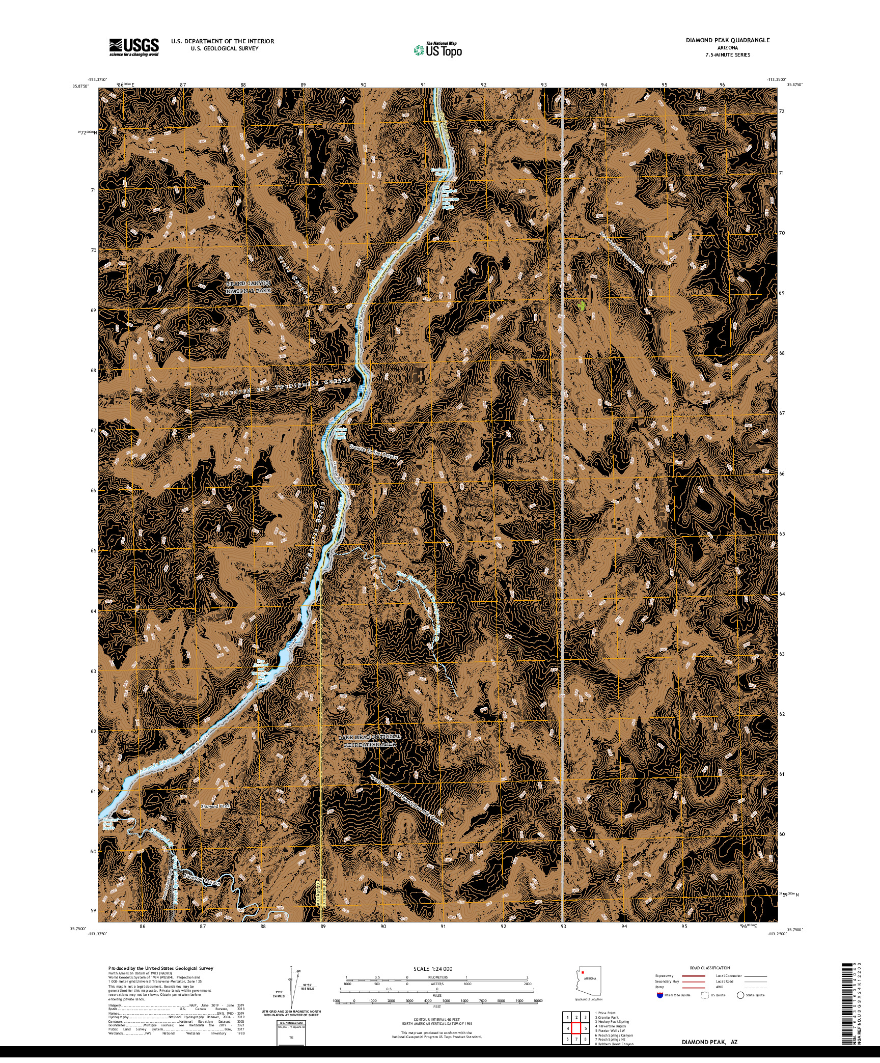 US TOPO 7.5-MINUTE MAP FOR DIAMOND PEAK, AZ