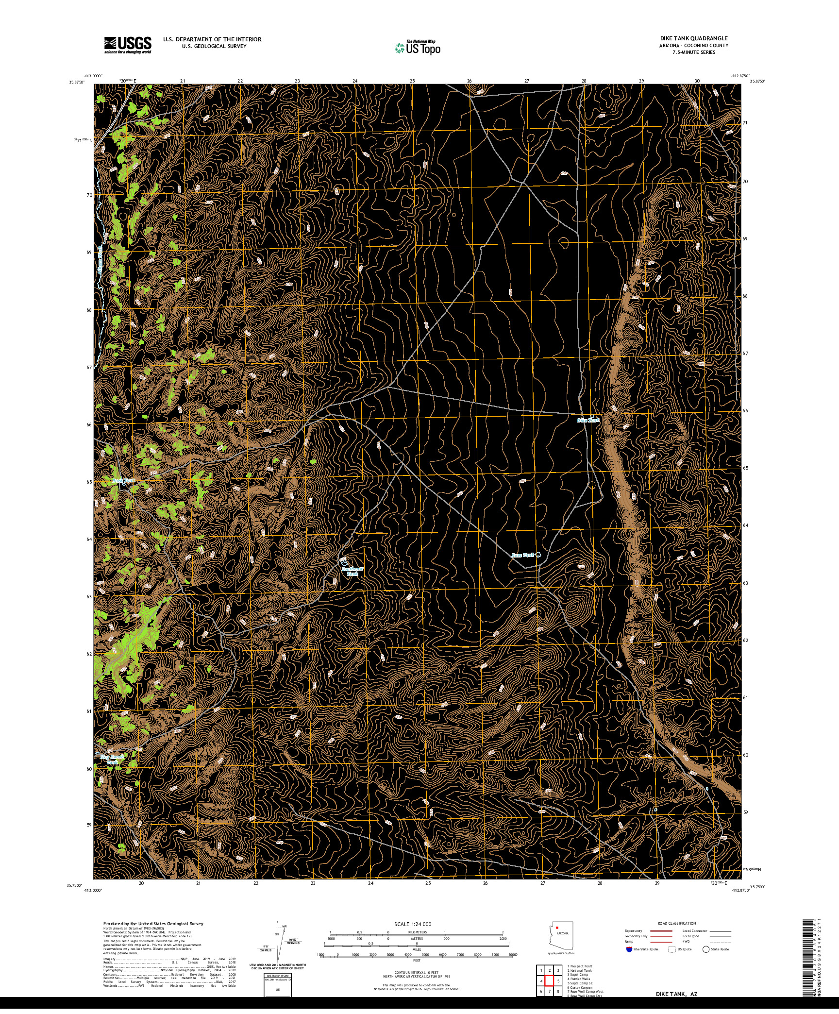 US TOPO 7.5-MINUTE MAP FOR DIKE TANK, AZ