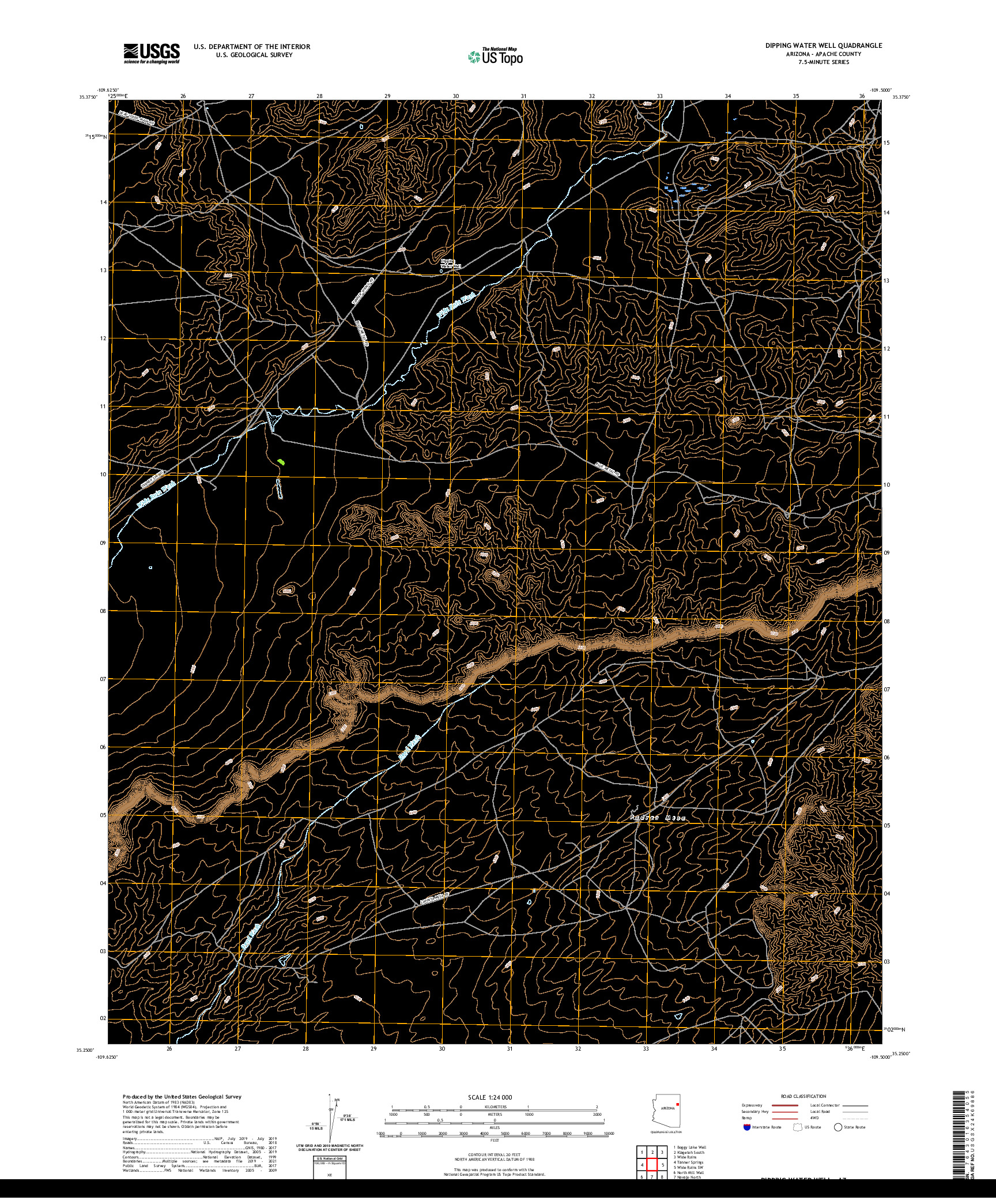 US TOPO 7.5-MINUTE MAP FOR DIPPING WATER WELL, AZ