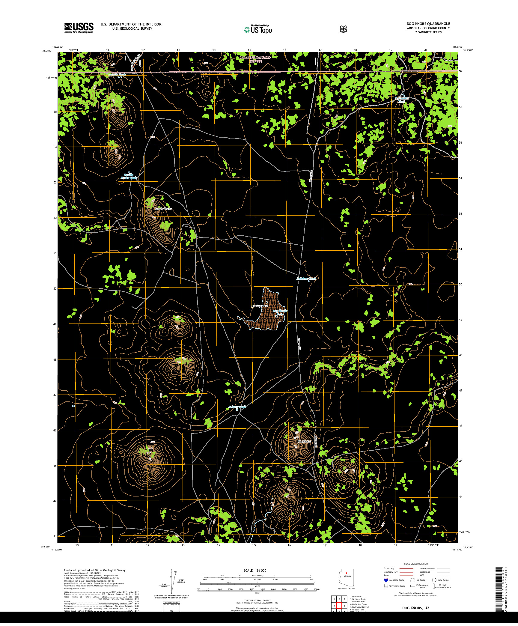 US TOPO 7.5-MINUTE MAP FOR DOG KNOBS, AZ