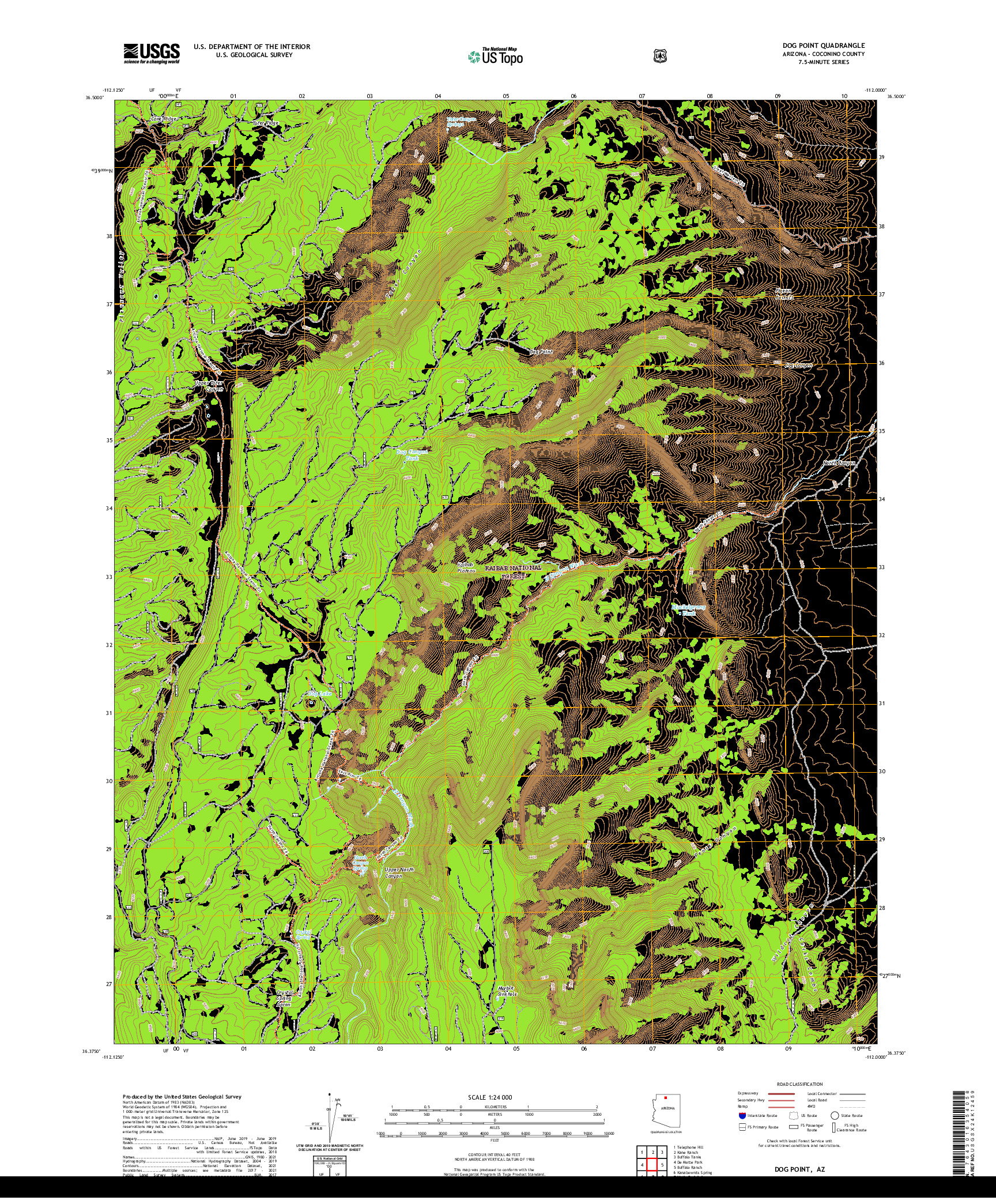 US TOPO 7.5-MINUTE MAP FOR DOG POINT, AZ