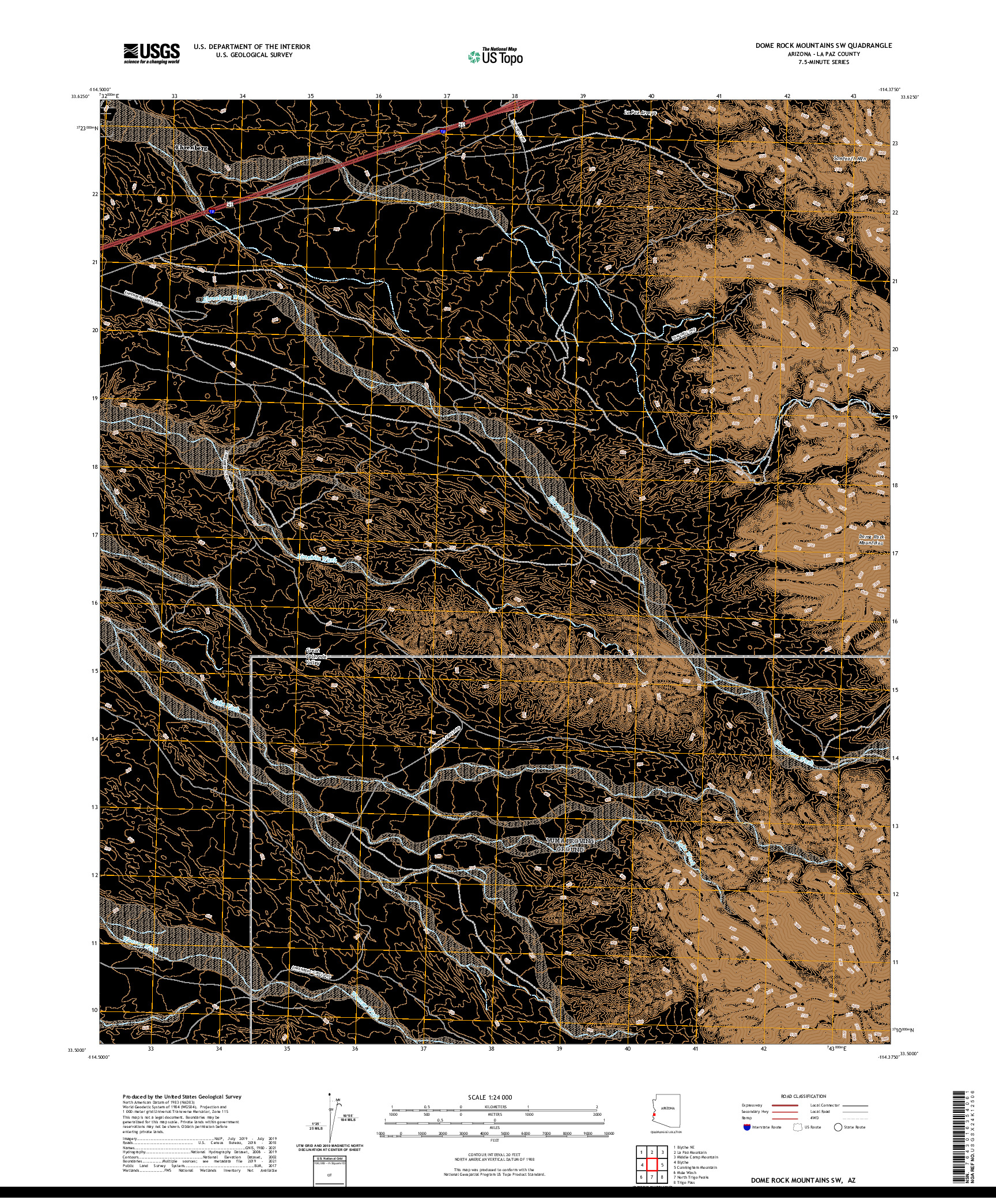 USGS US TOPO 7.5-MINUTE MAP FOR DOME ROCK MOUNTAINS SW, AZ 2021