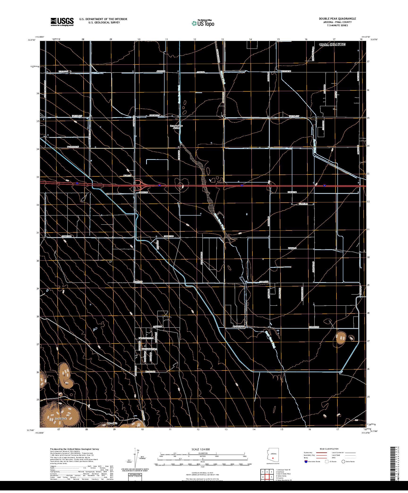 US TOPO 7.5-MINUTE MAP FOR DOUBLE PEAK, AZ