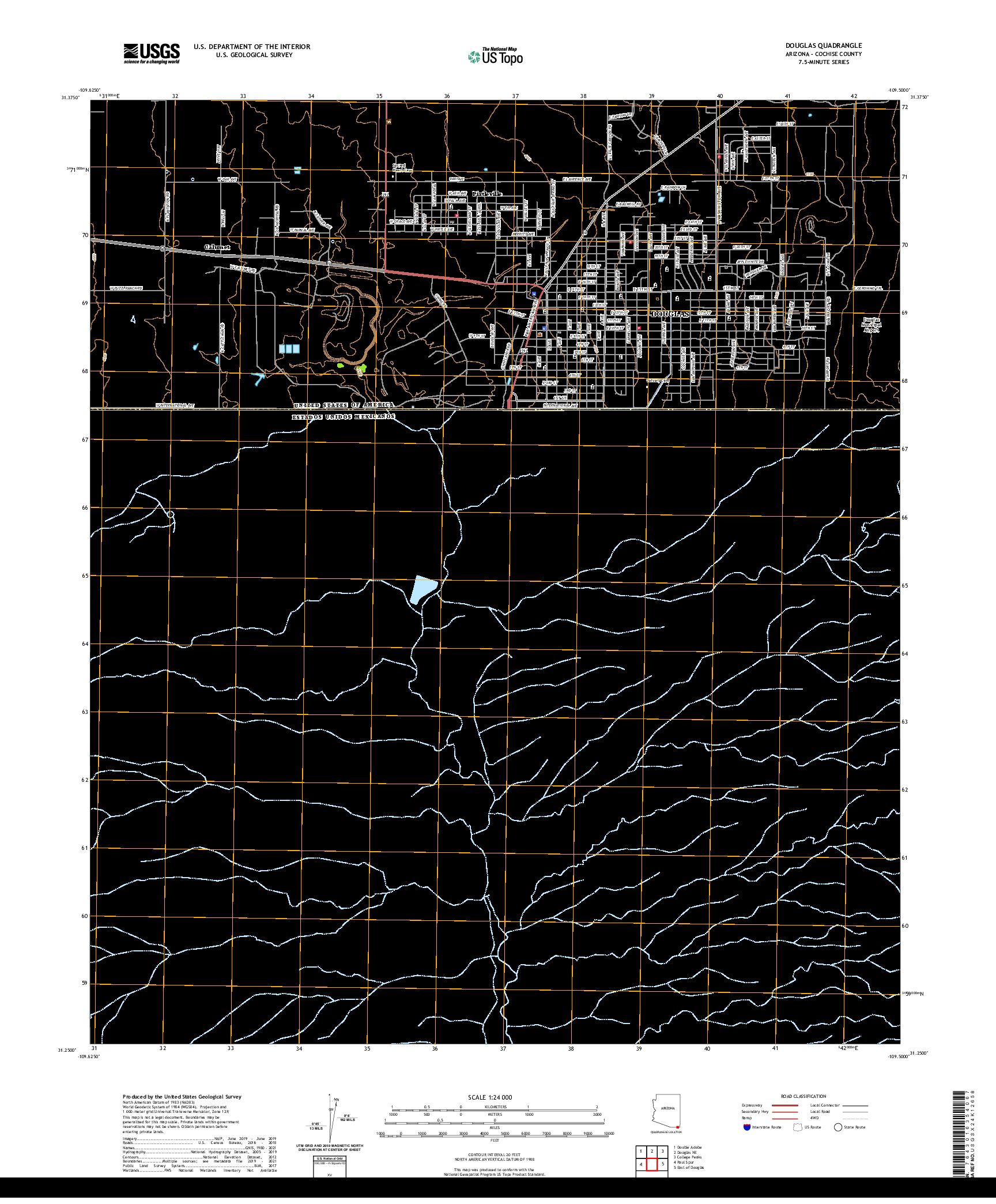 USGS US TOPO 7.5-MINUTE MAP FOR DOUGLAS, AZ,SON 2021