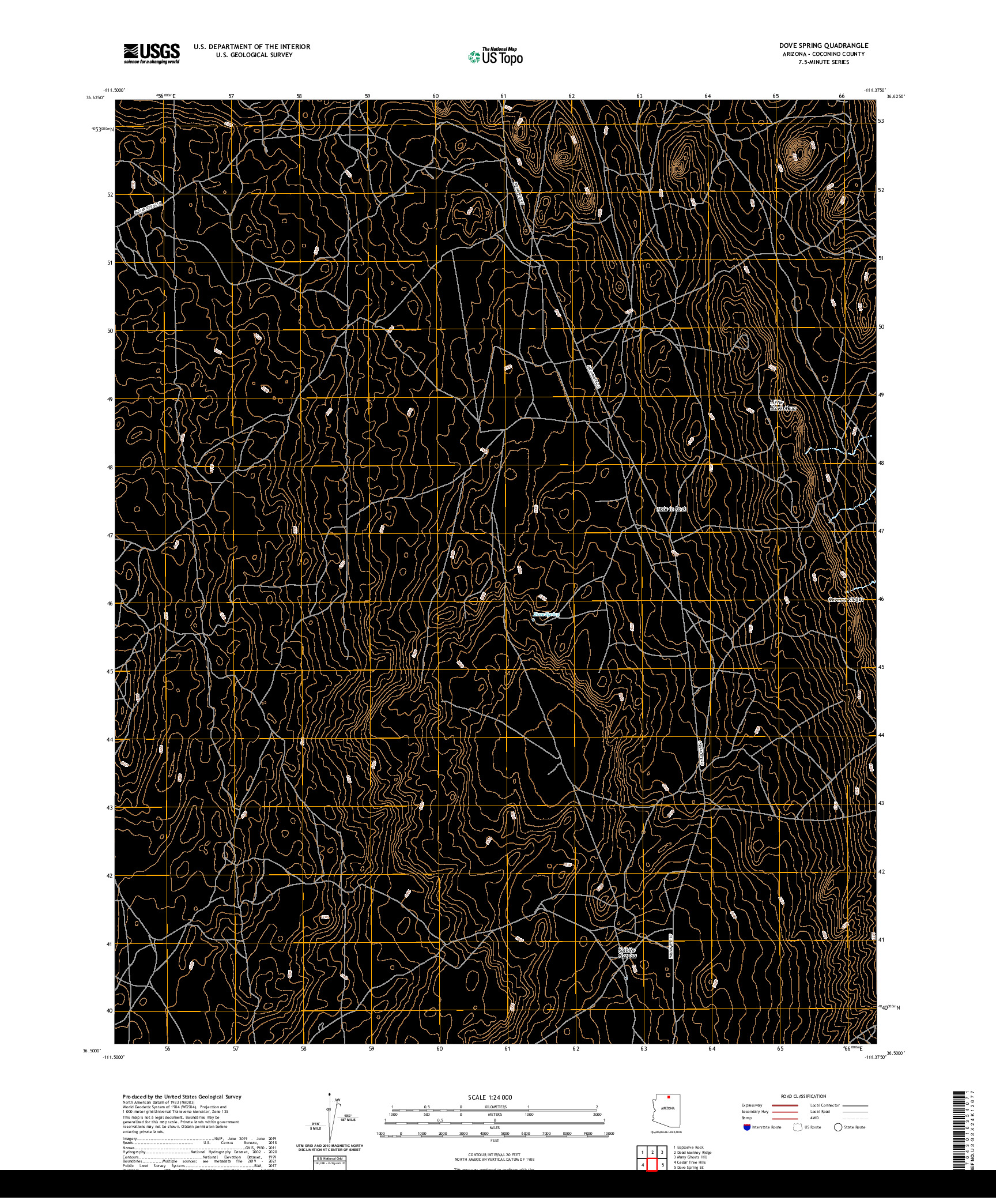 US TOPO 7.5-MINUTE MAP FOR DOVE SPRING, AZ