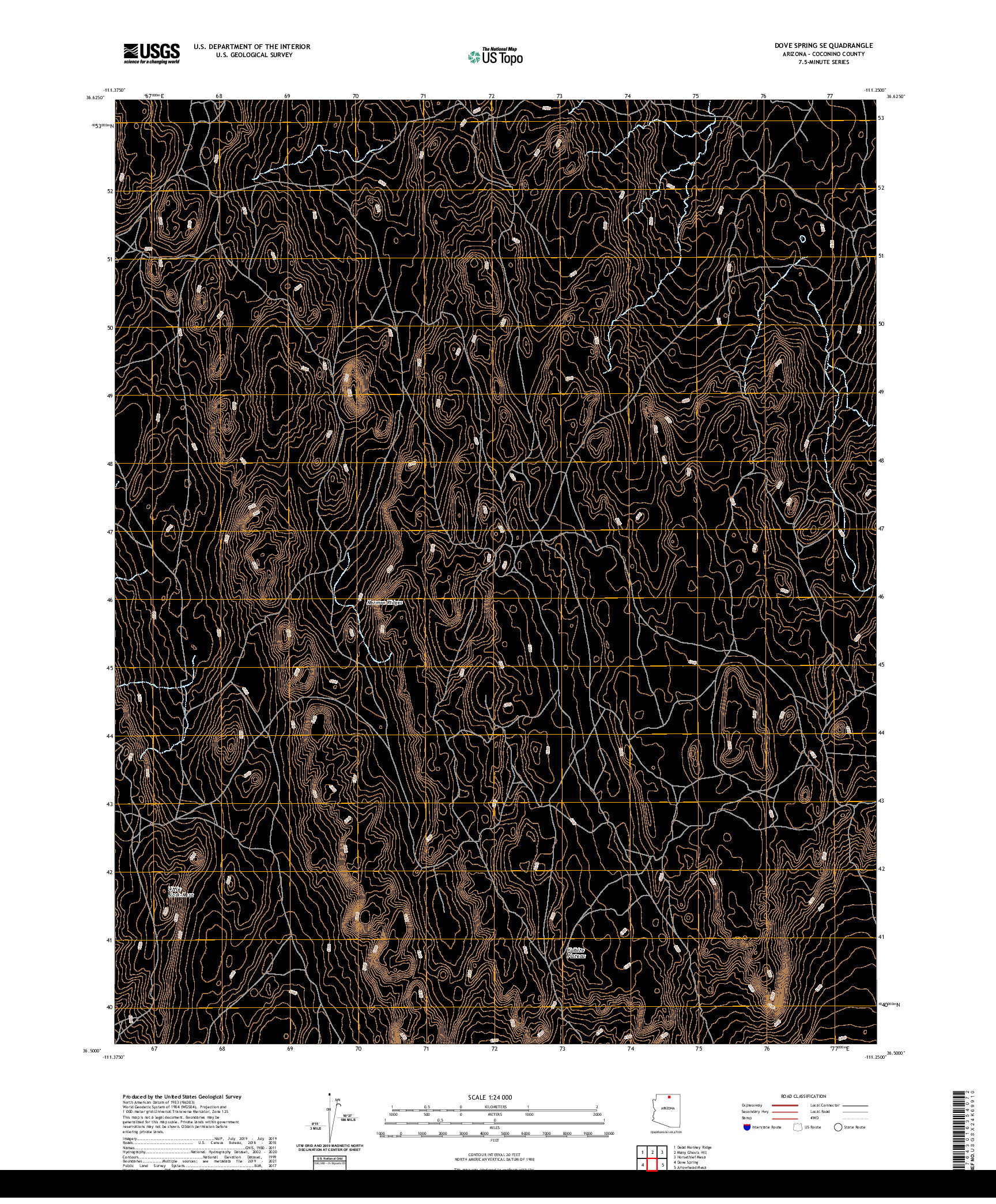 US TOPO 7.5-MINUTE MAP FOR DOVE SPRING SE, AZ