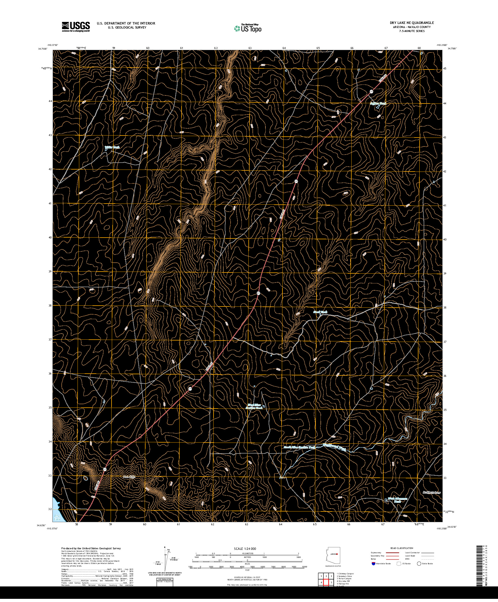 US TOPO 7.5-MINUTE MAP FOR DRY LAKE NE, AZ