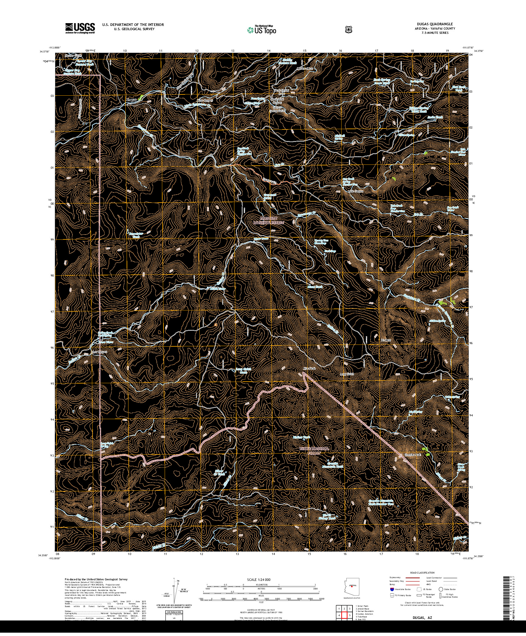 US TOPO 7.5-MINUTE MAP FOR DUGAS, AZ