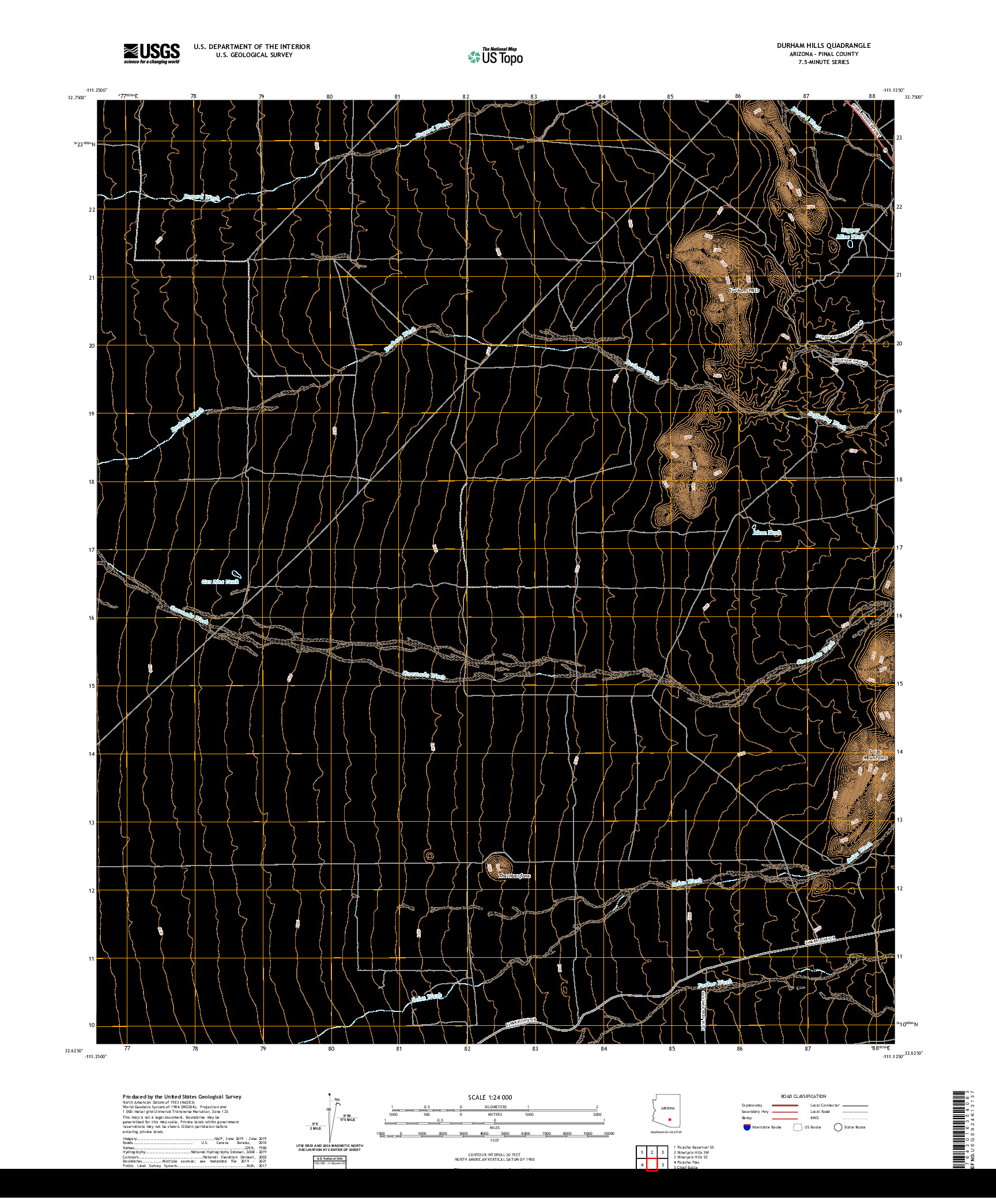 US TOPO 7.5-MINUTE MAP FOR DURHAM HILLS, AZ