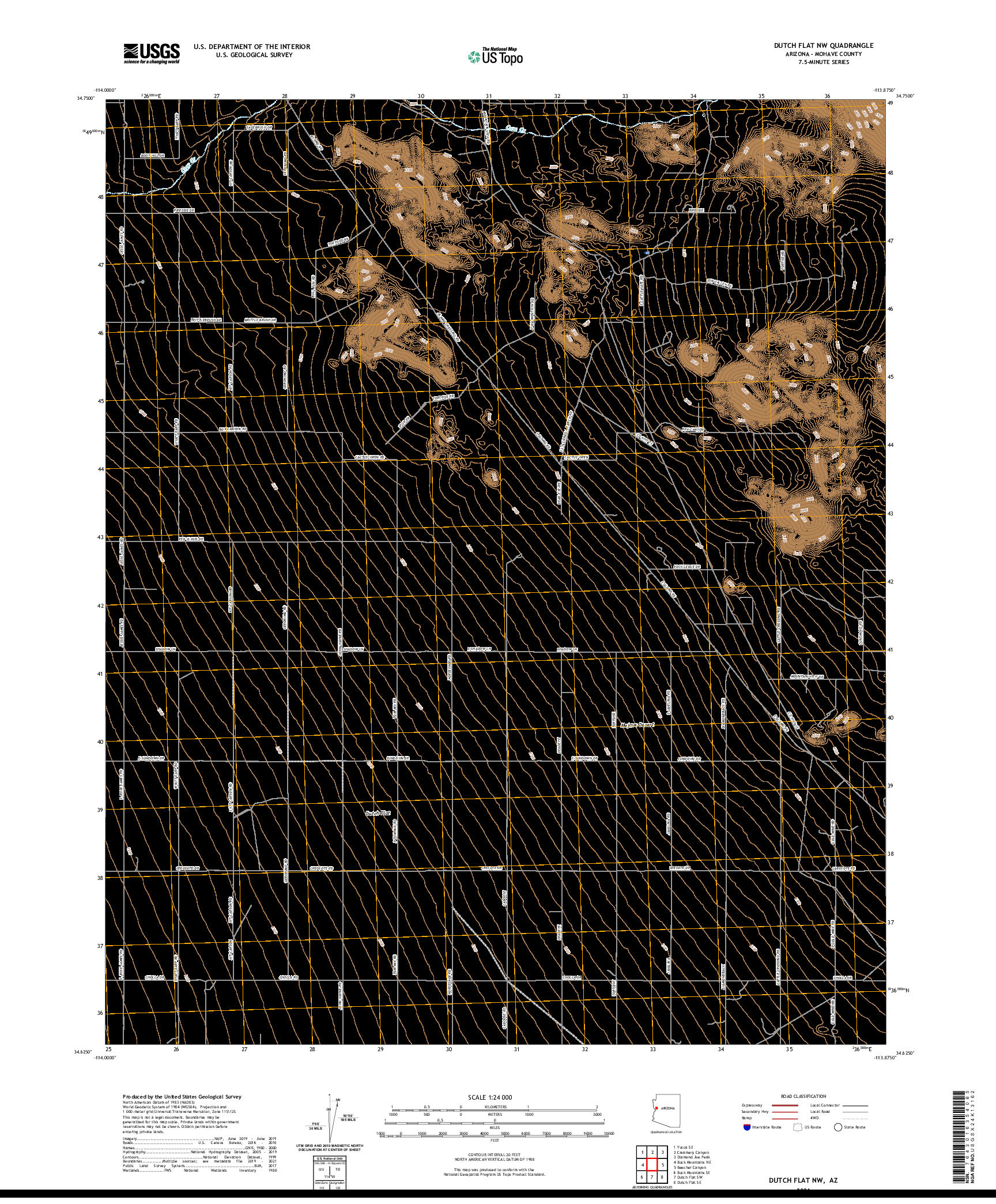 US TOPO 7.5-MINUTE MAP FOR DUTCH FLAT NW, AZ