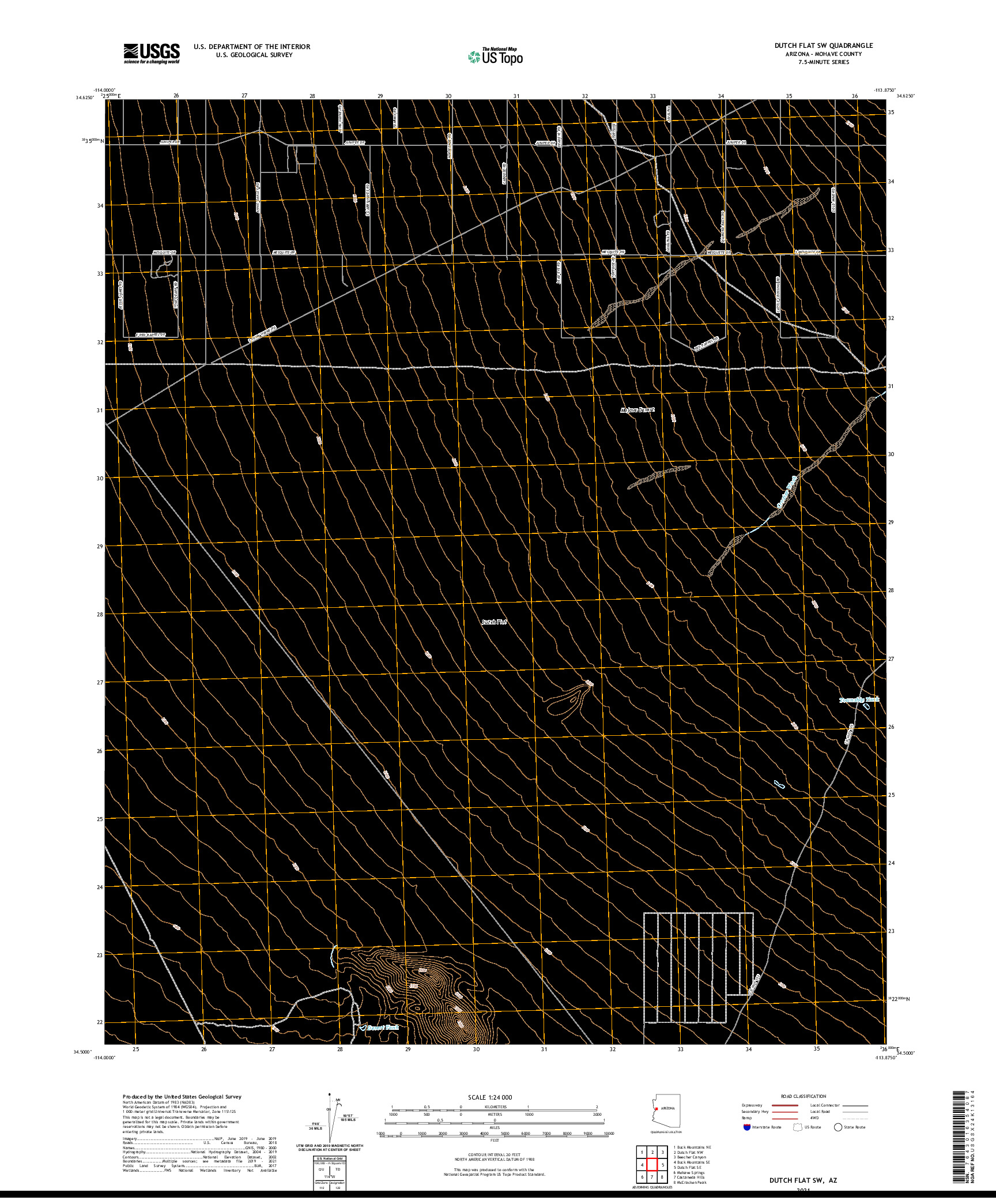 US TOPO 7.5-MINUTE MAP FOR DUTCH FLAT SW, AZ